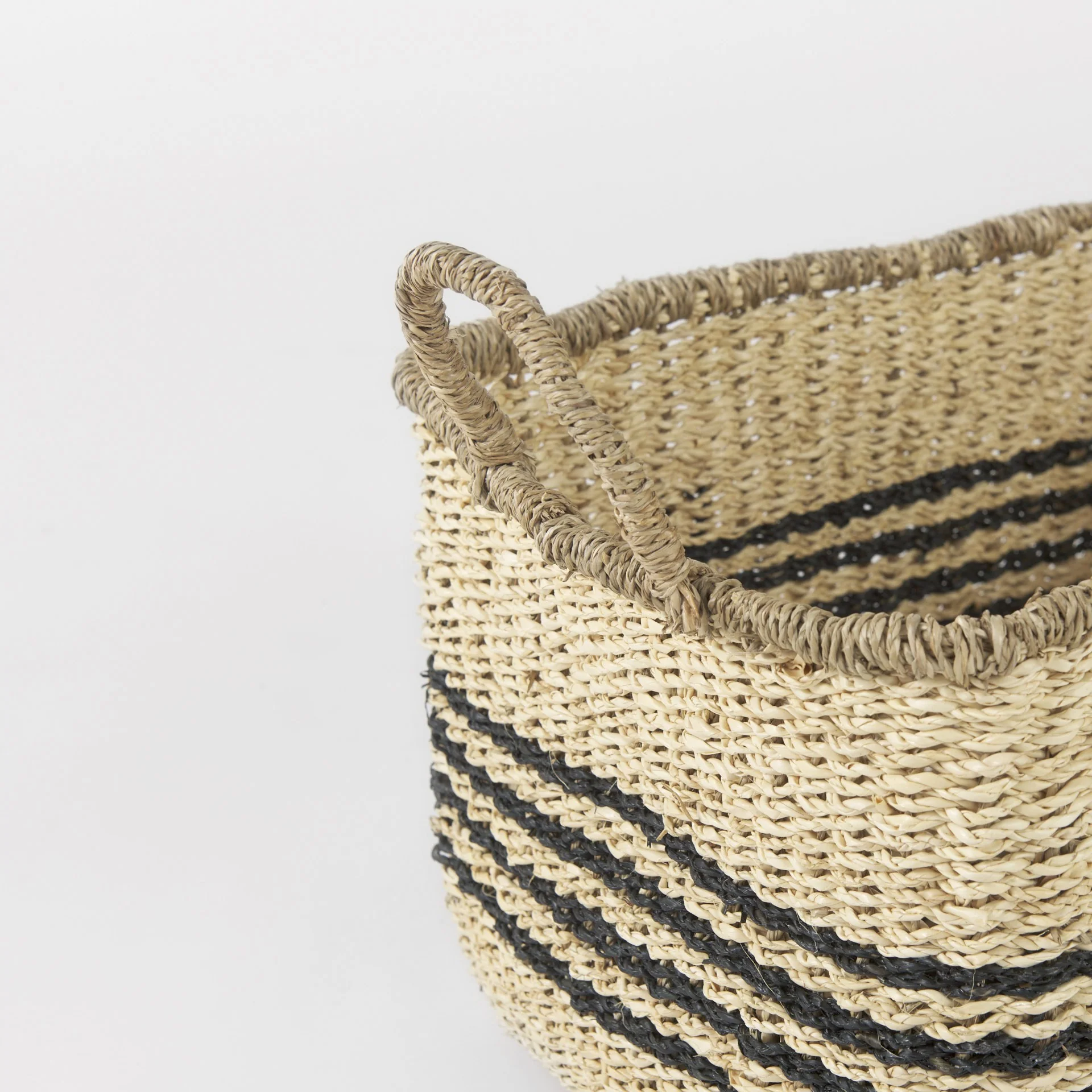 Set of Two Striped Wicker Storage Baskets By Homeroots - Image 4