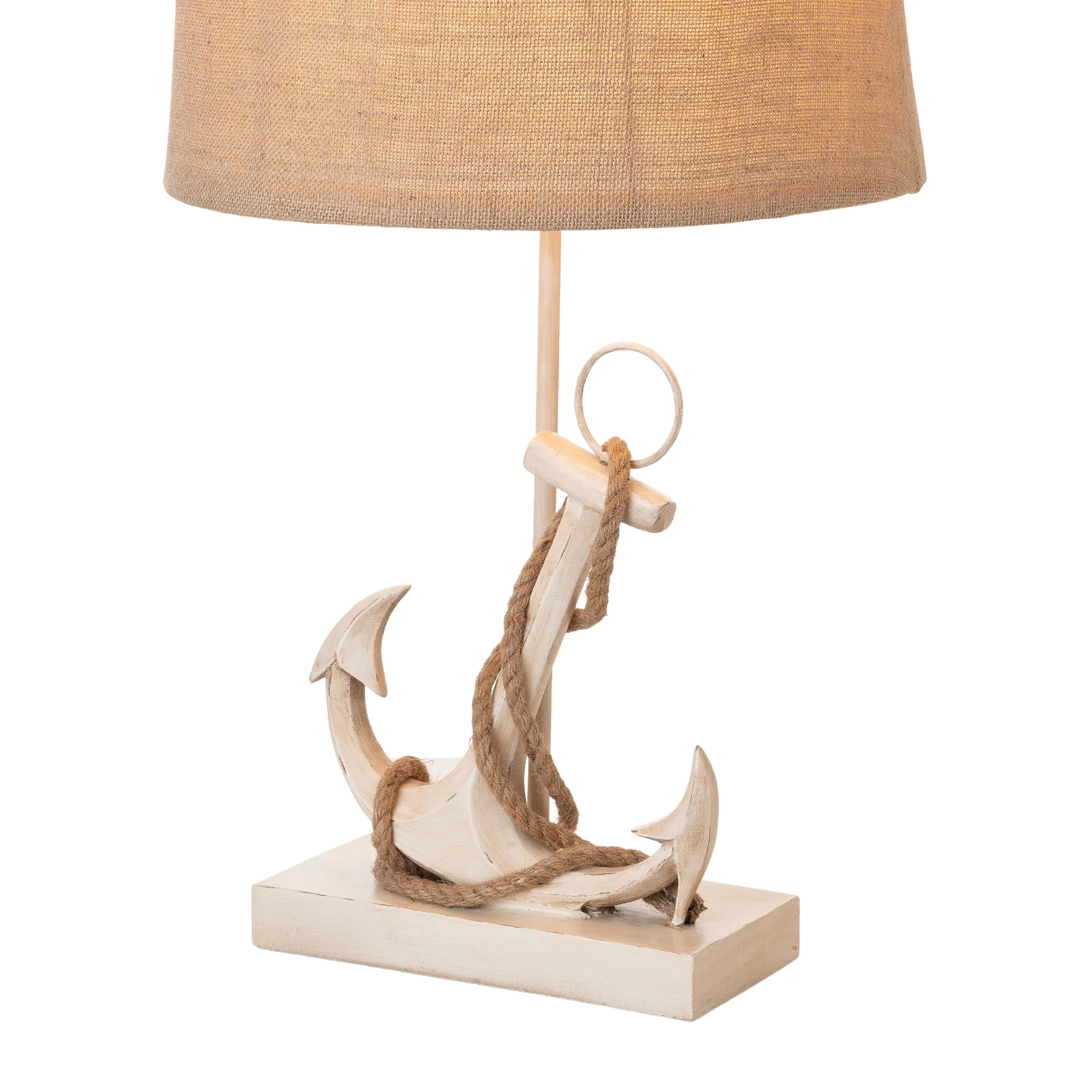 Set of Two Tan and White Anchor Table Lamps By Homeroots - Image 2