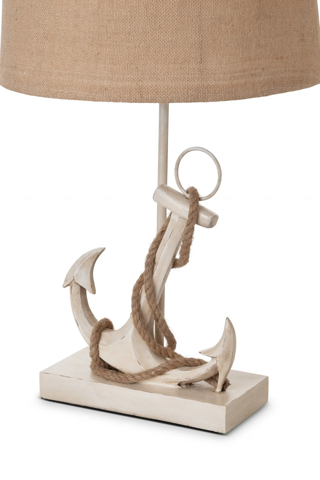 Set of Two Tan and White Anchor Table Lamps By Homeroots - Image 3