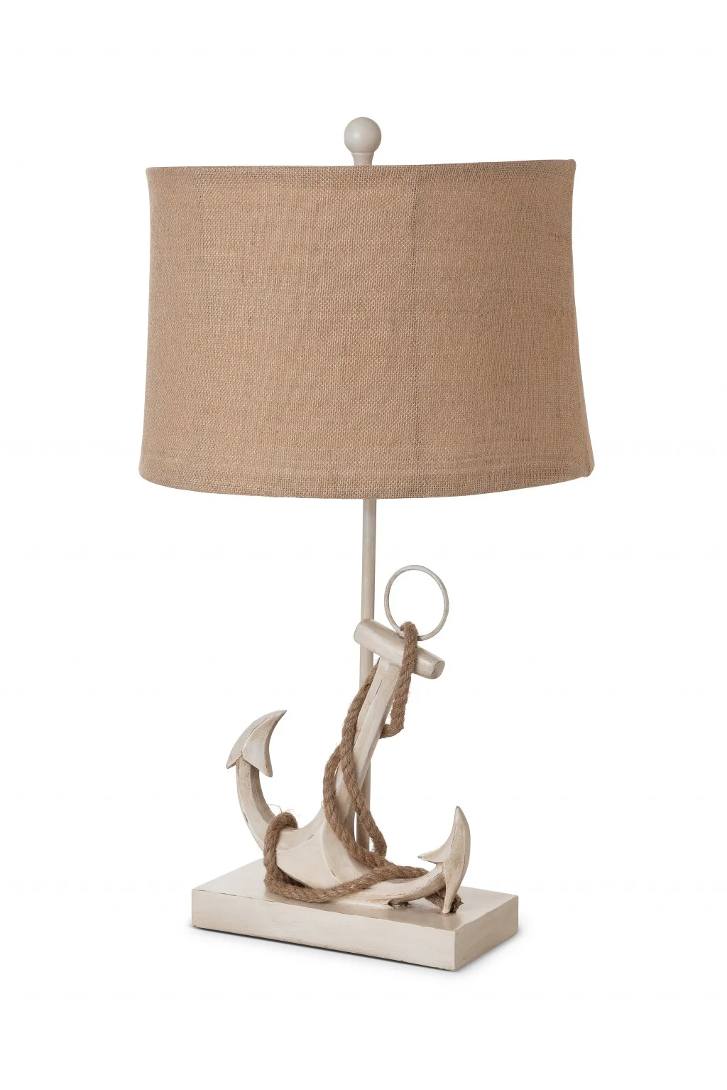 Set of Two Tan and White Anchor Table Lamps By Homeroots - Image 4