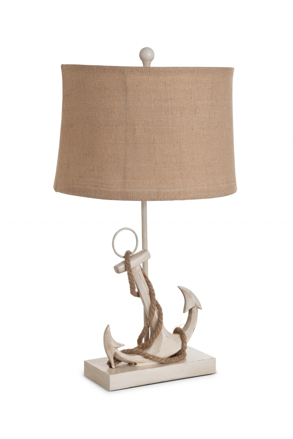 Set of Two Tan and White Anchor Table Lamps By Homeroots - Image 5