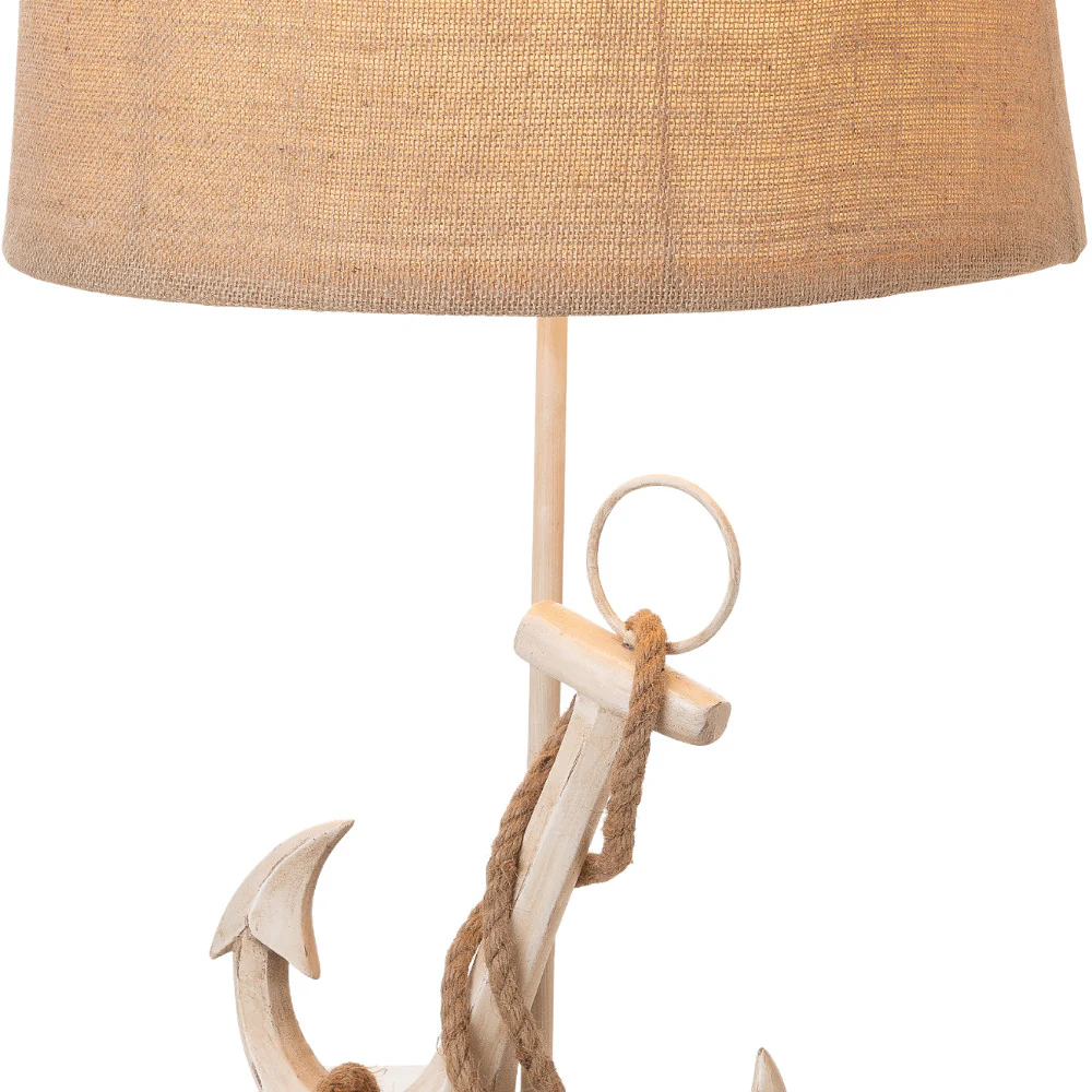 Set of Two Tan and White Anchor Table Lamps By Homeroots - Image 6