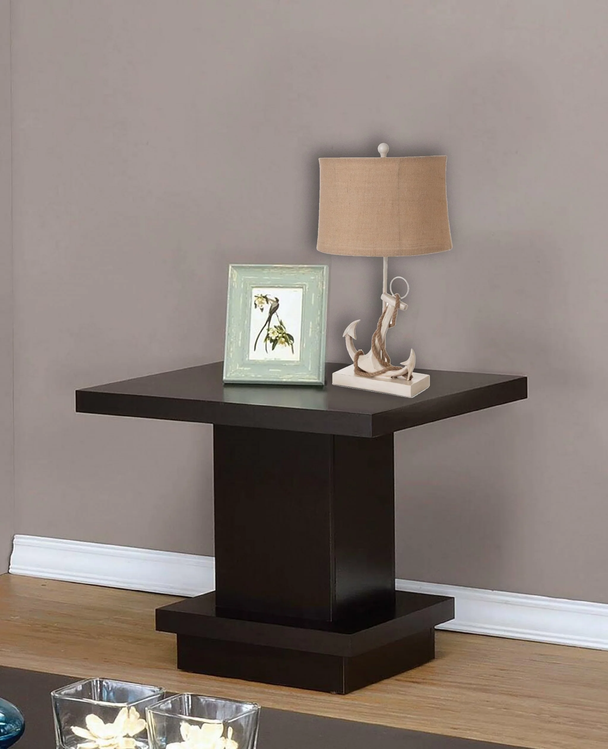 Set of Two Tan and White Anchor Table Lamps By Homeroots - Image 7