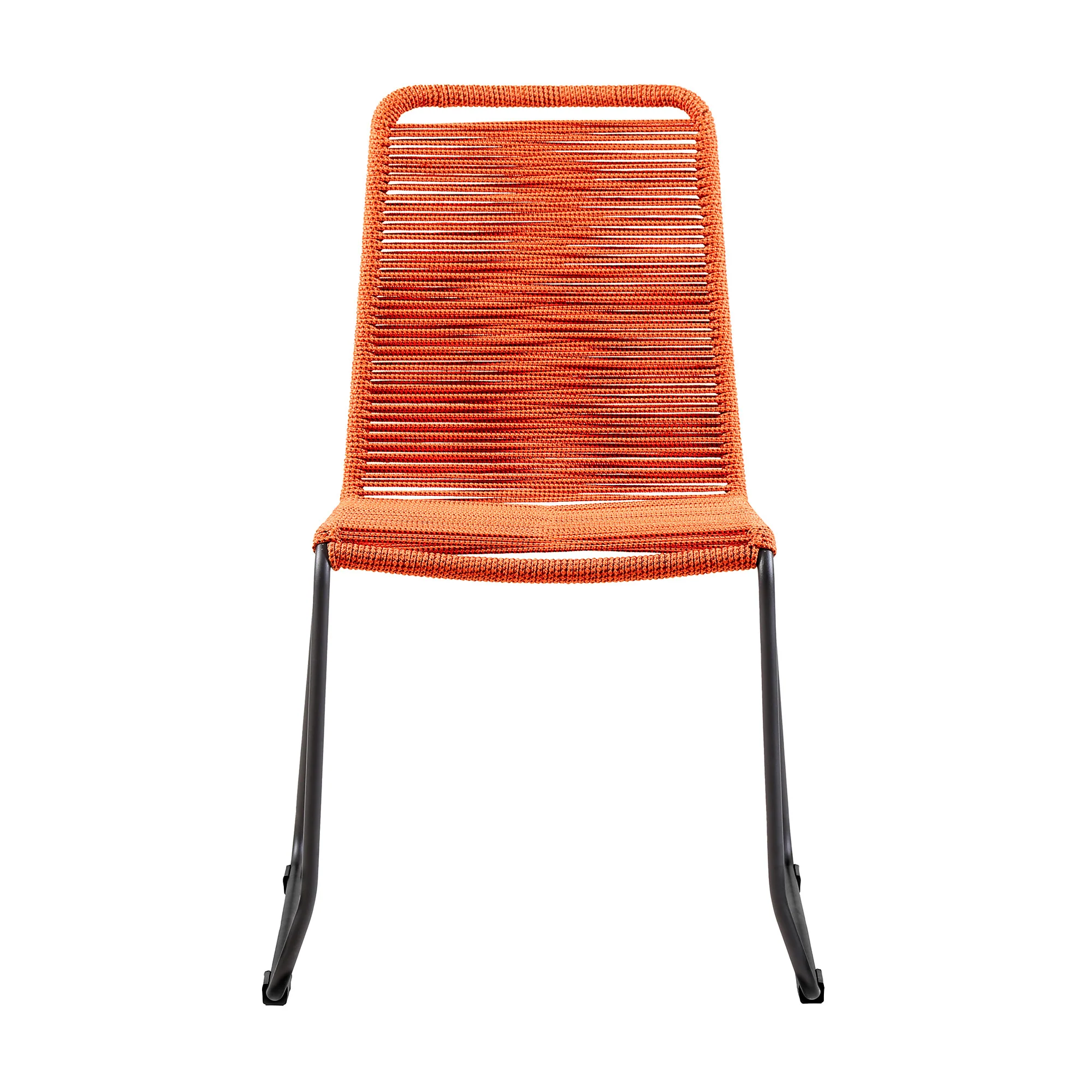Set of Two Tangerine Metal Outdoor Dining Chair By Homeroots - Image 2