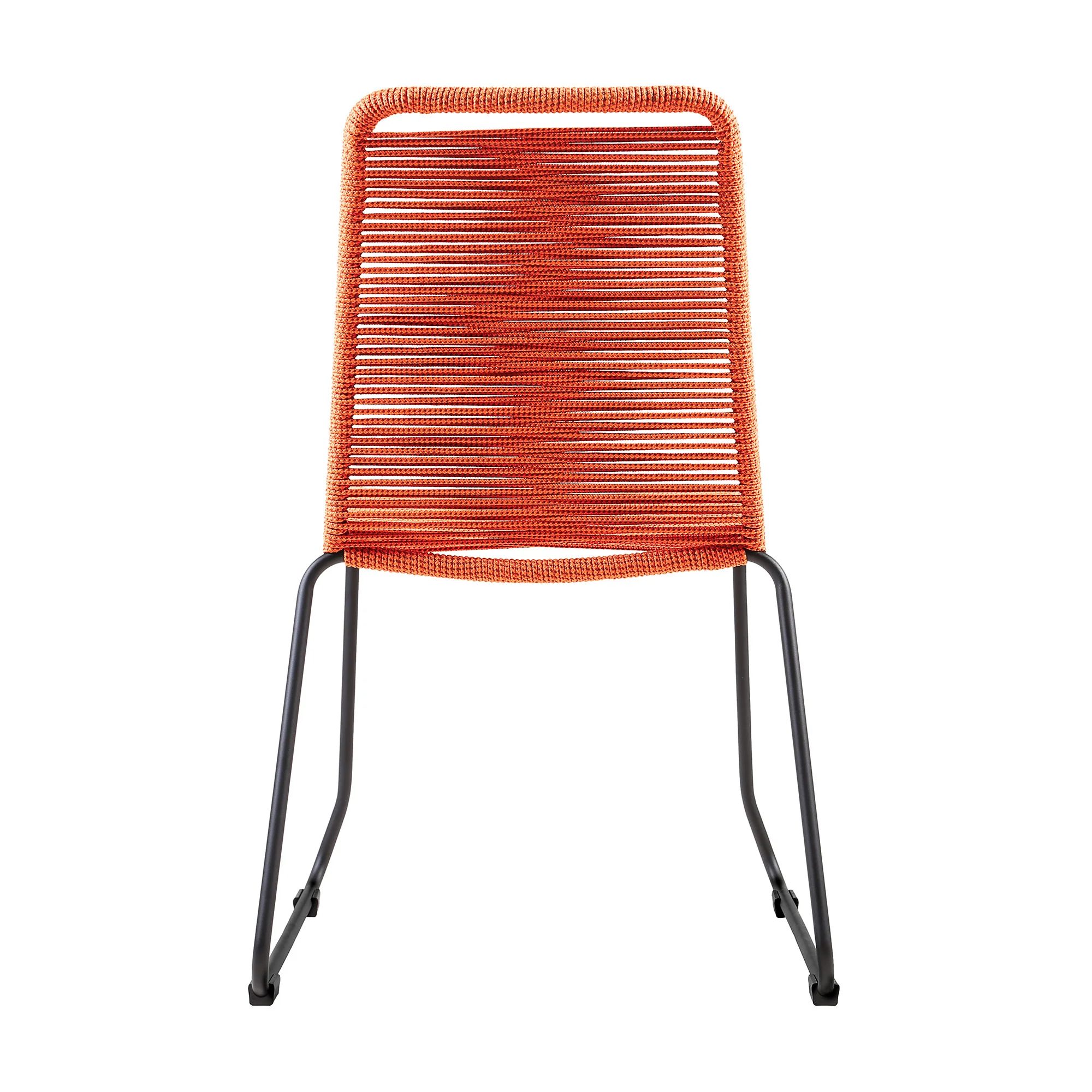 Set of Two Tangerine Metal Outdoor Dining Chair By Homeroots - Image 4