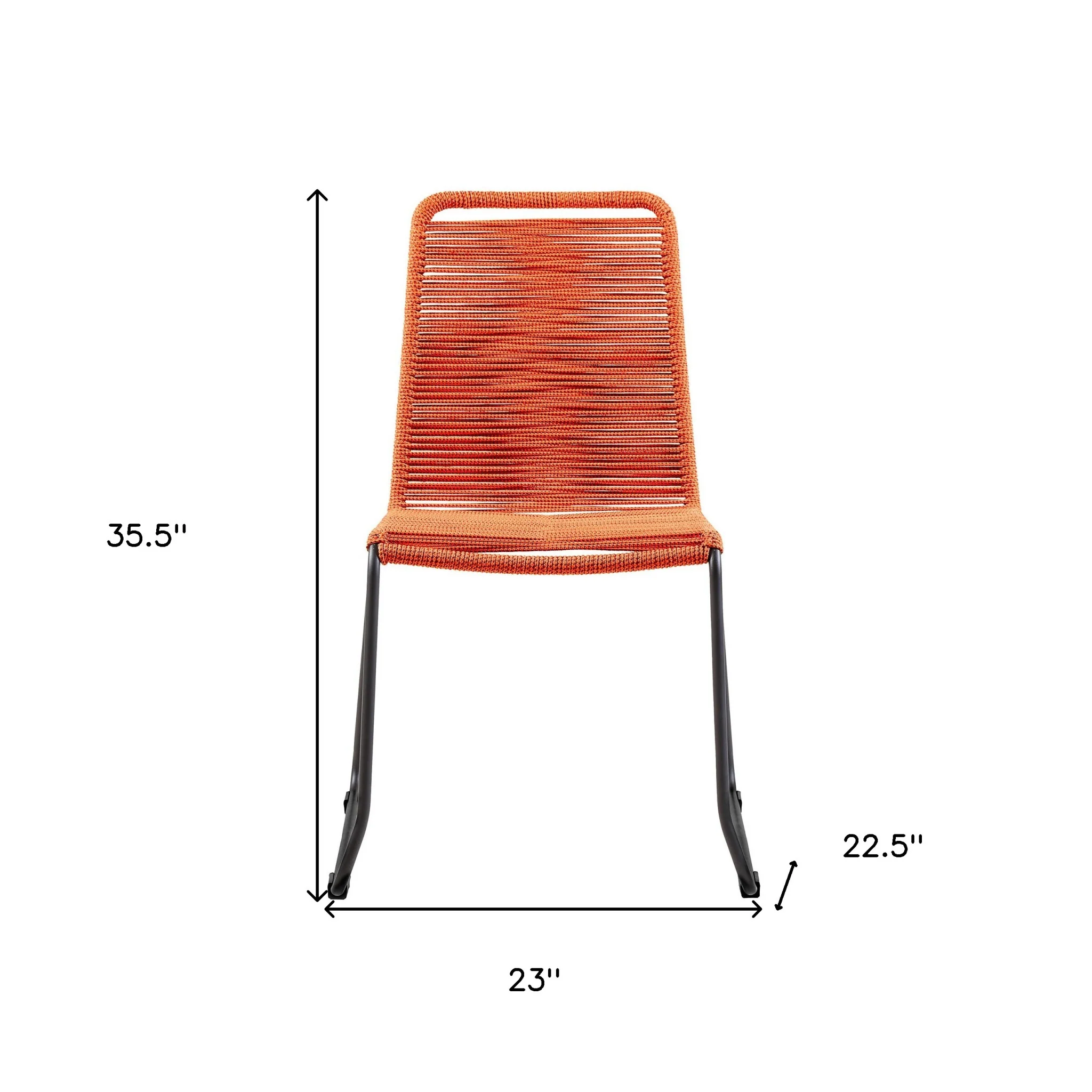 Set of Two Tangerine Metal Outdoor Dining Chair By Homeroots - Image 6