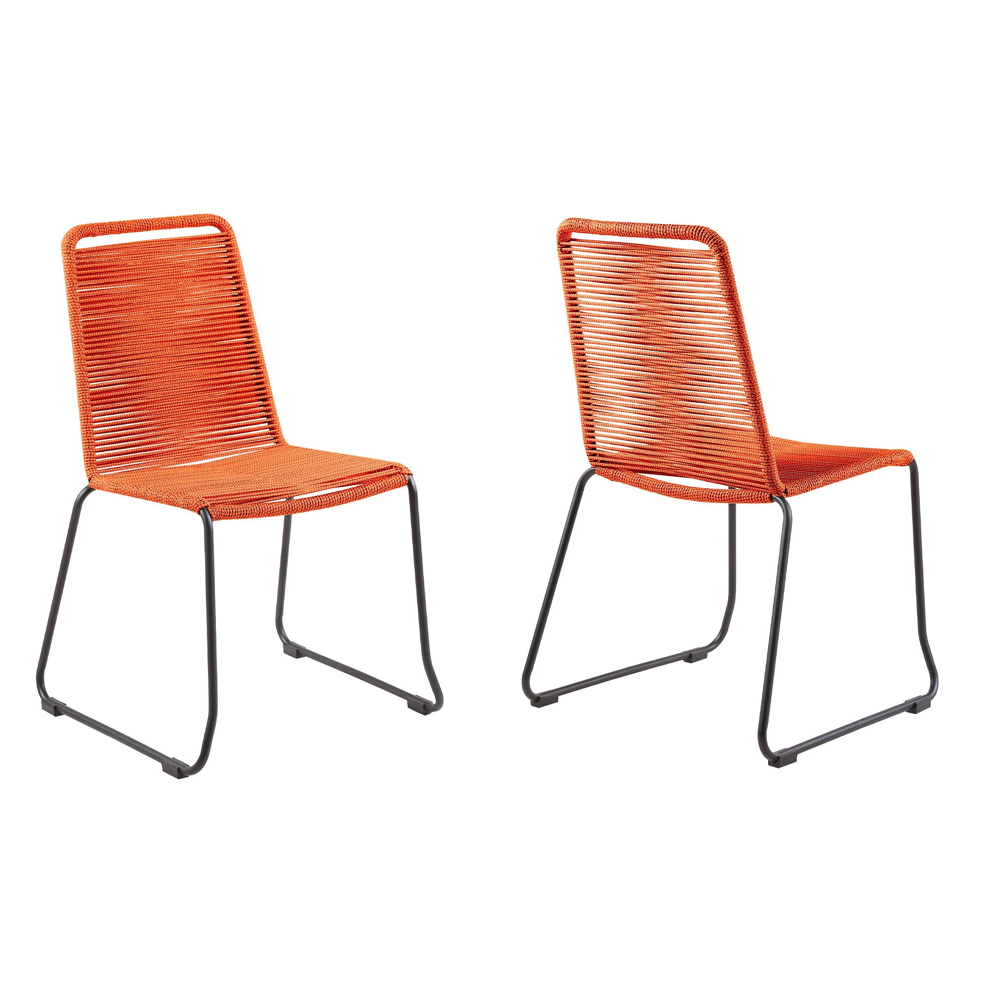 Set of Two Tangerine Metal Outdoor Dining Chair By Homeroots - Image 7