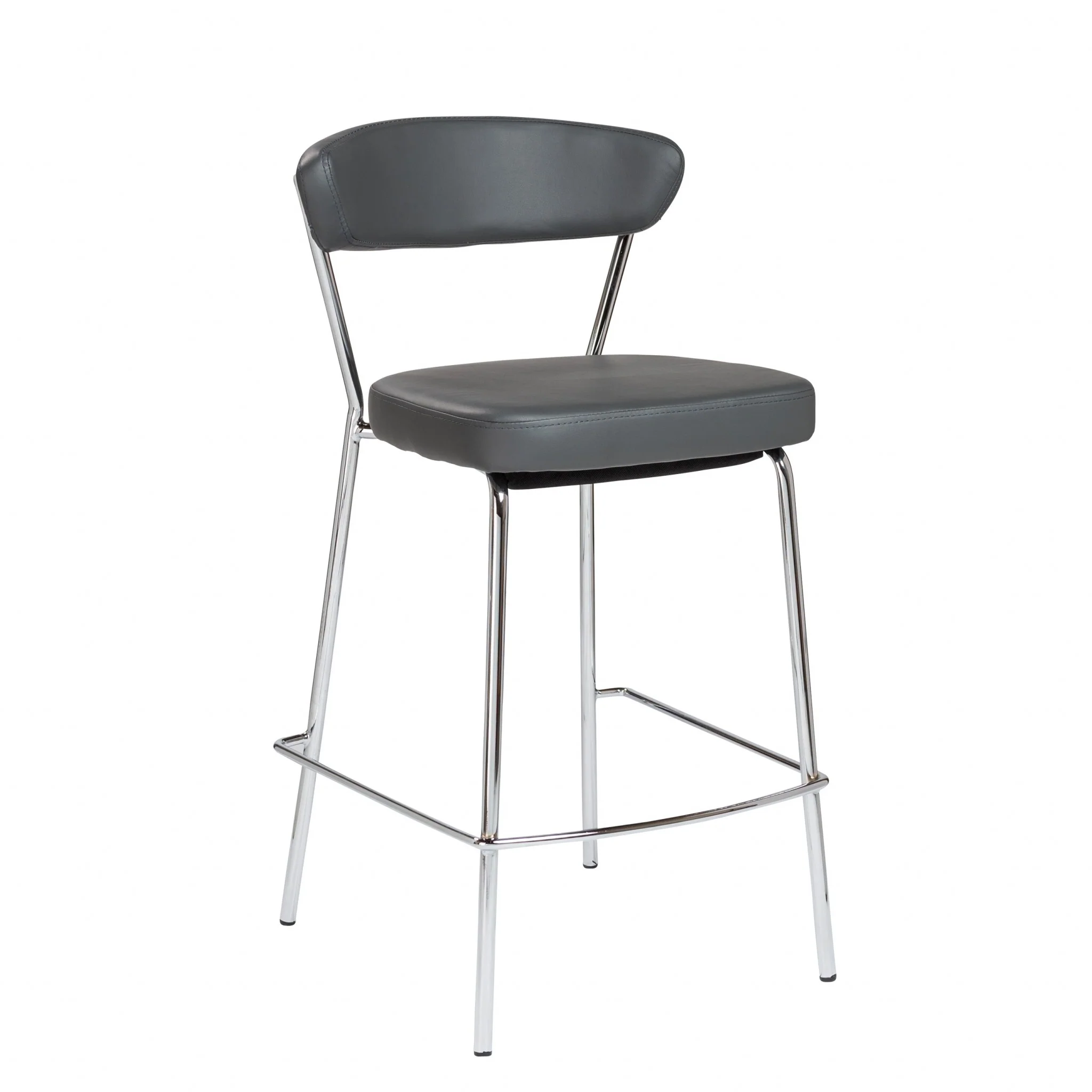Set of Two Taper Black Faux Leather Counter Stools By Homeroots - Image 2