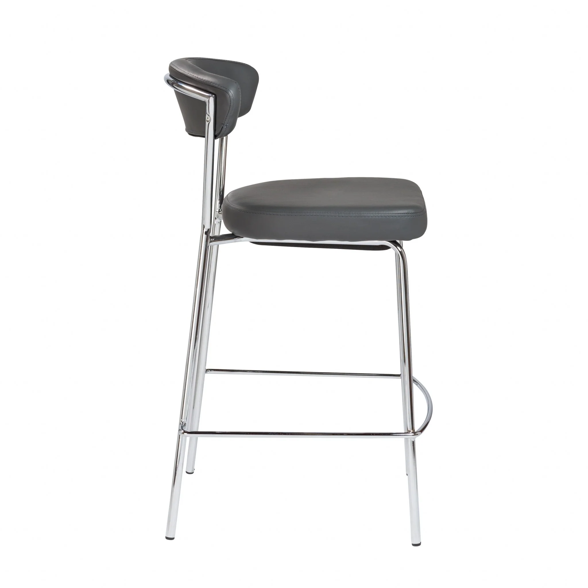 Set of Two Taper Black Faux Leather Counter Stools By Homeroots - Image 3