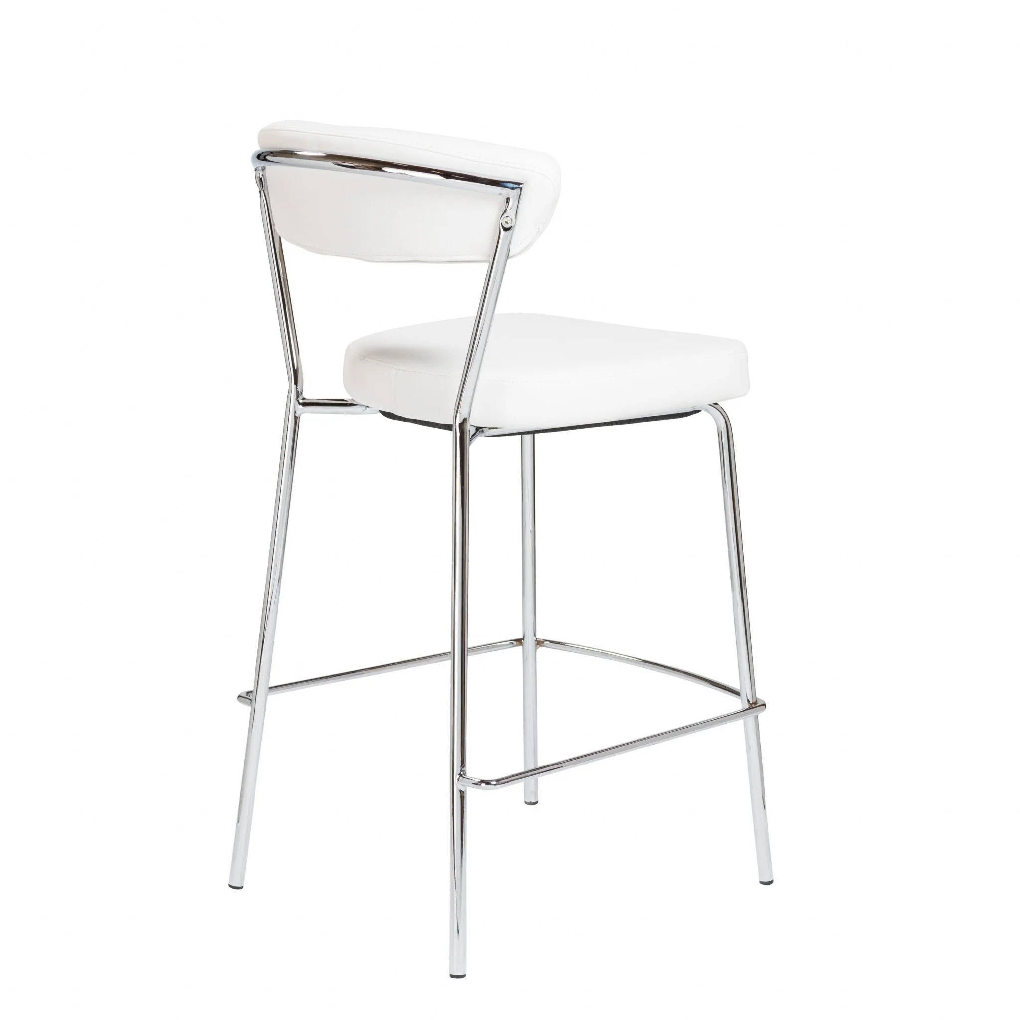 Set of Two Taper White Faux Leather Counter Stools By Homeroots - Image 4