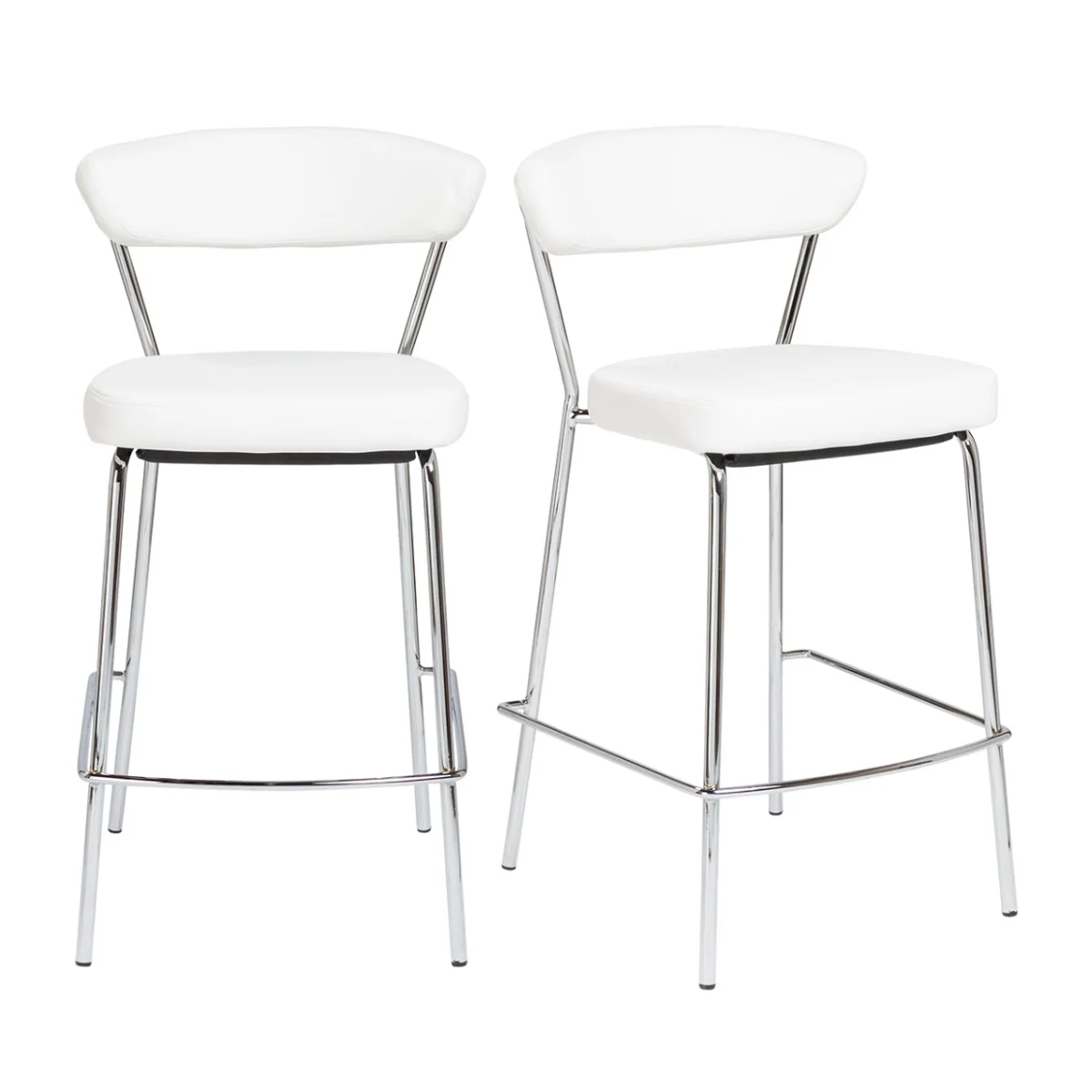 Set of Two Taper White Faux Leather Counter Stools By Homeroots - Image 6