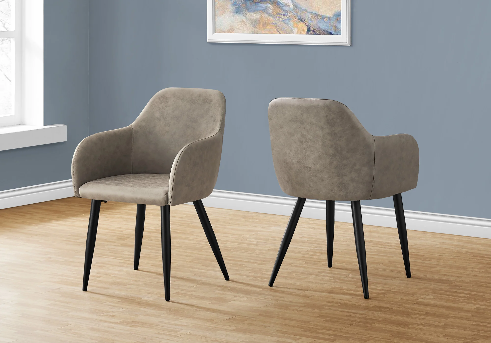 Set of Two Taupe And Black Upholstered Fabric Dining Arm Chairs By Homeroots - Image 7