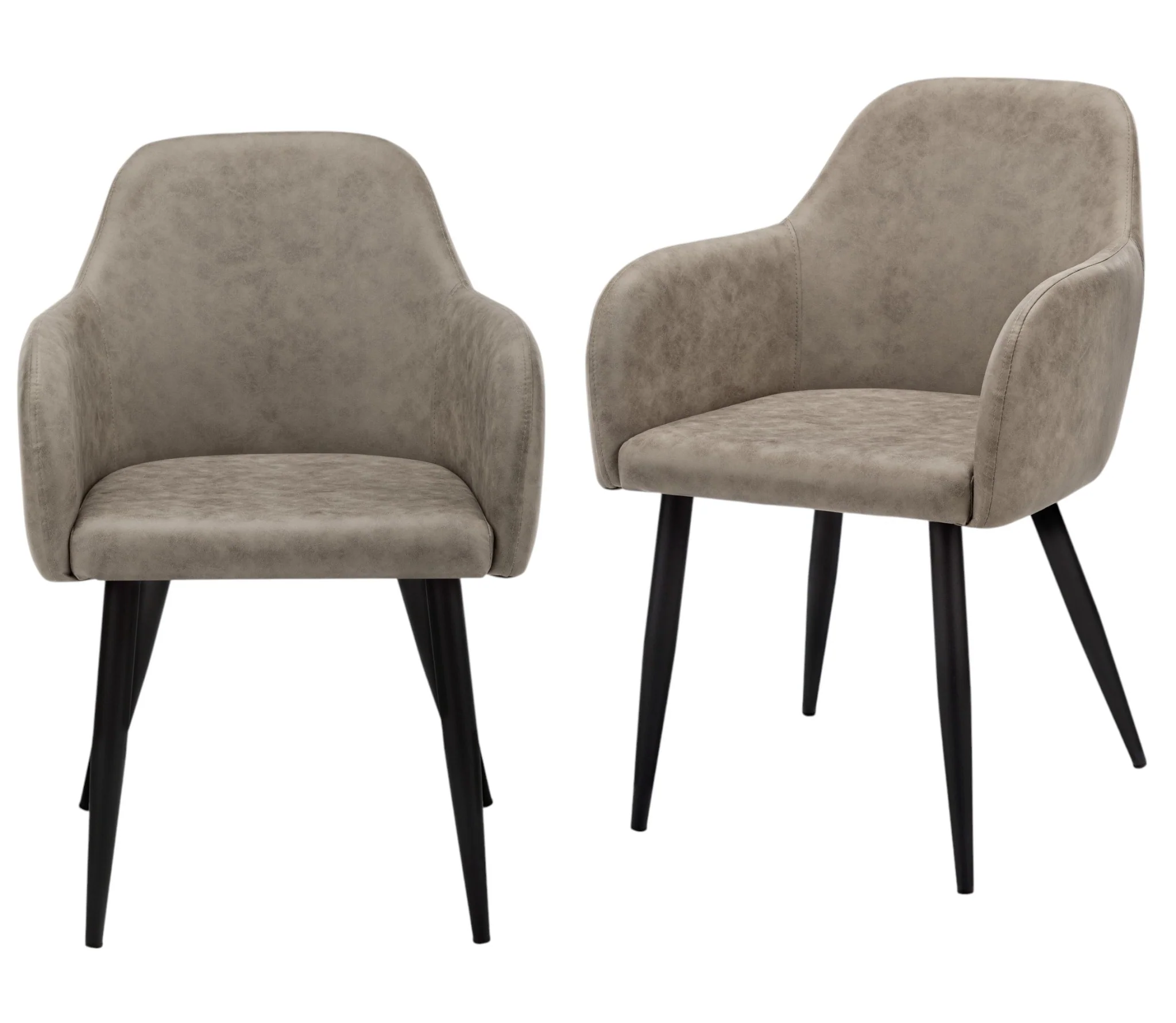 Set of Two Taupe And Black Upholstered Fabric Dining Arm Chairs By Homeroots - Image 8