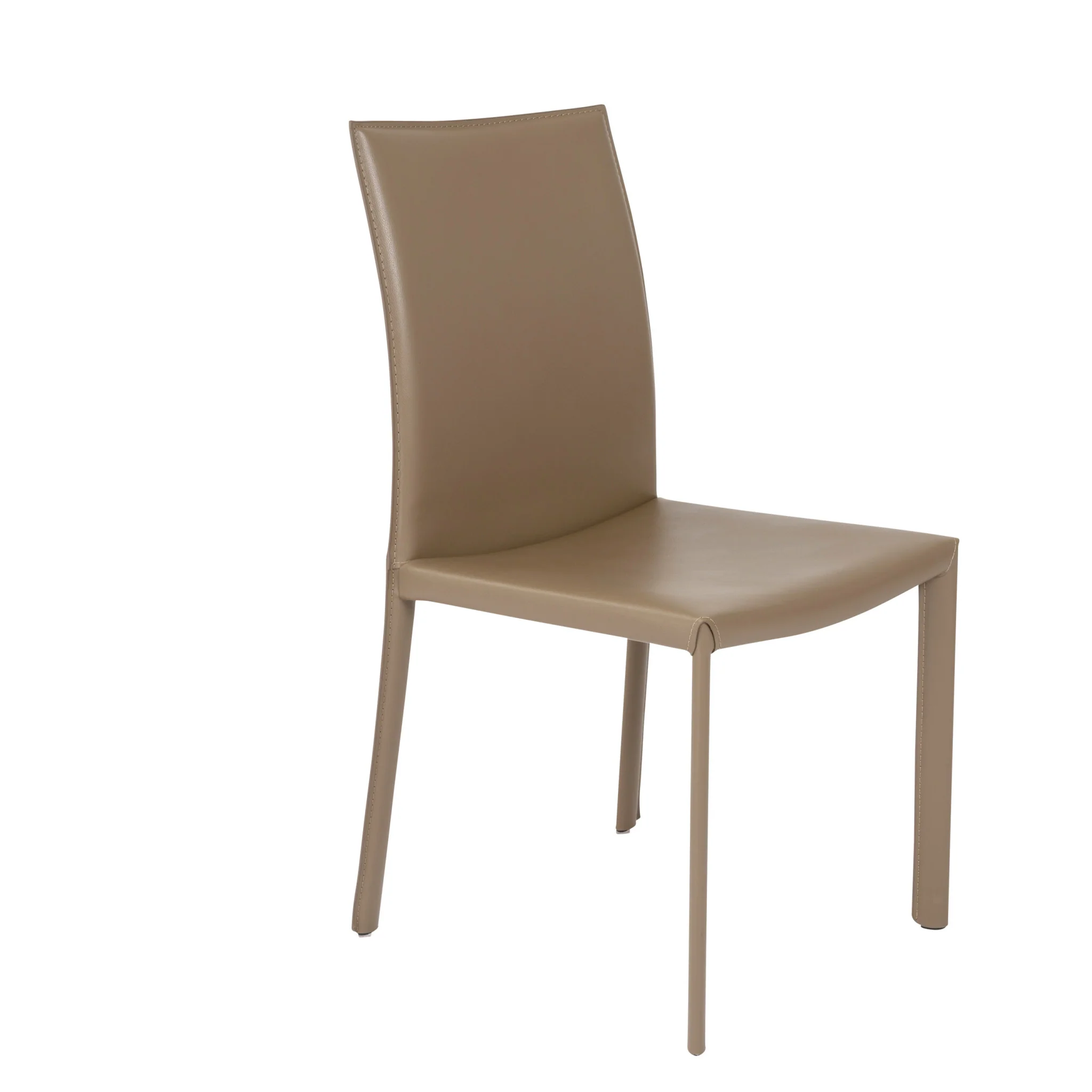 Set of Two Taupe Upholstered Leather Dining Side Chairs By Homeroots - Image 2