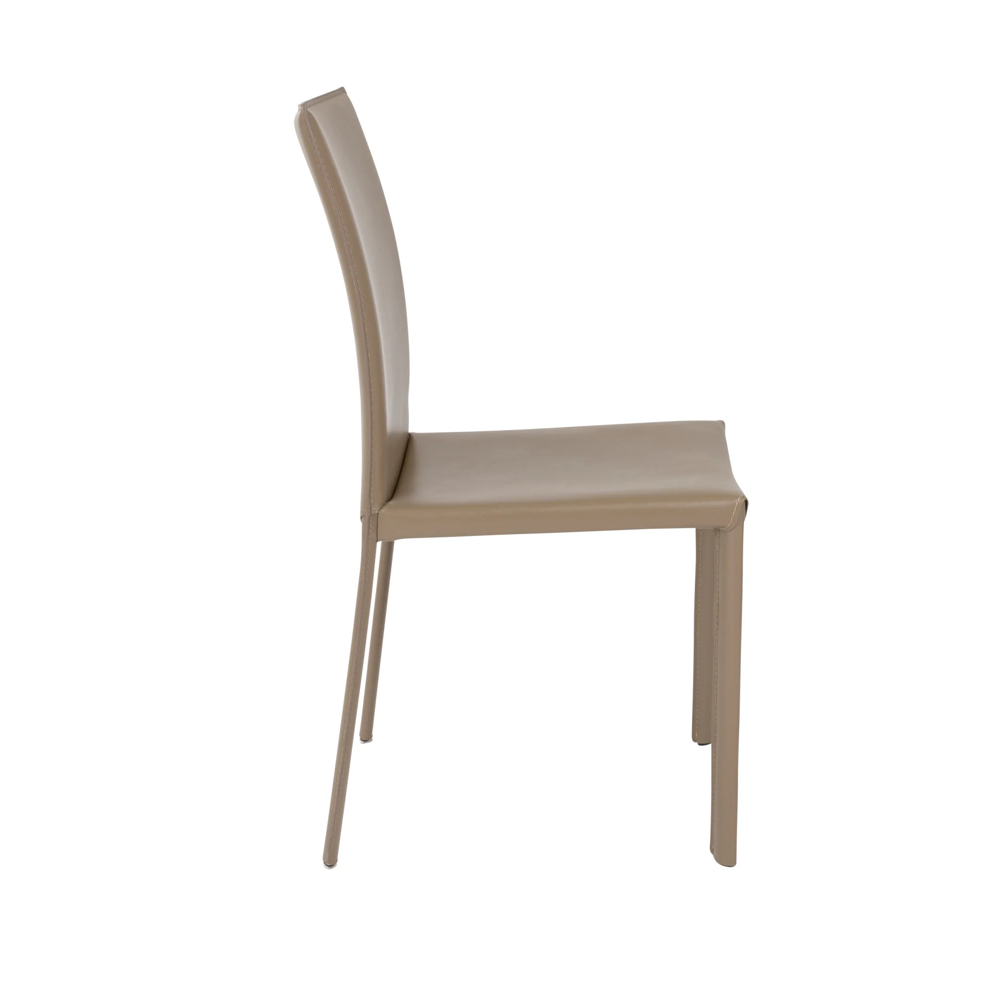 Set of Two Taupe Upholstered Leather Dining Side Chairs By Homeroots - Image 3