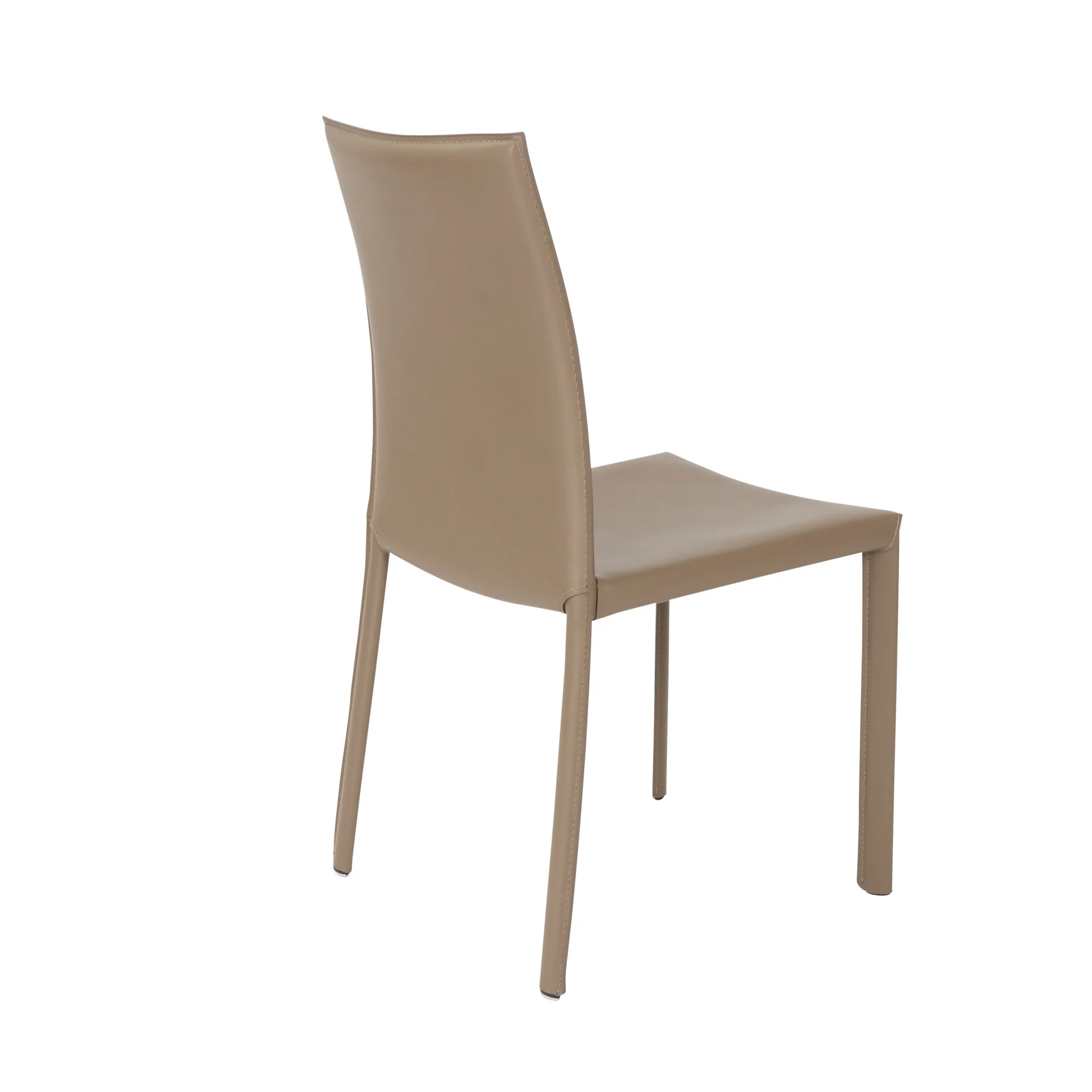 Set of Two Taupe Upholstered Leather Dining Side Chairs By Homeroots - Image 4