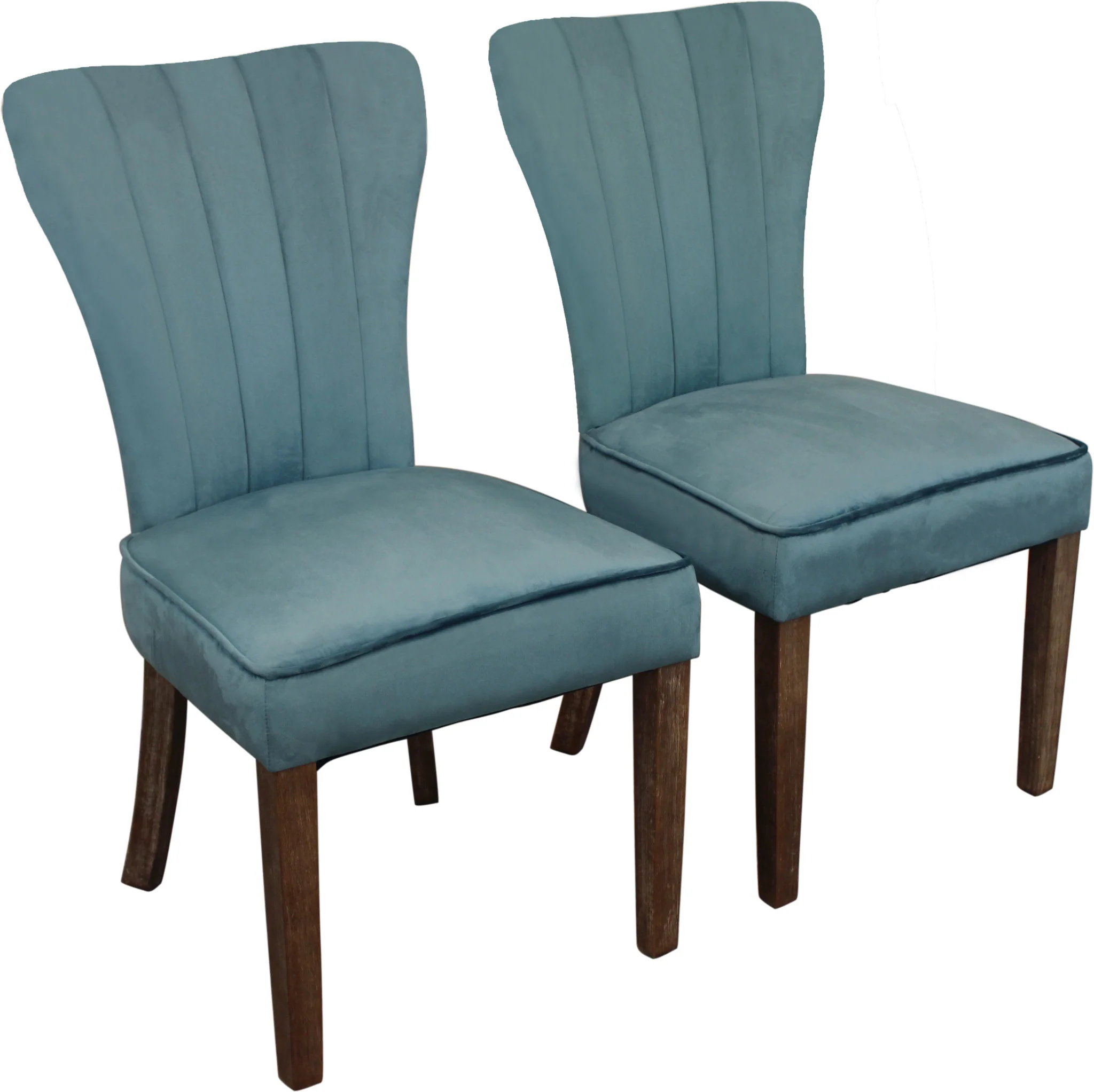Set of Two Teal Blue And Brown Upholstered Velvet Dining Parsons Chairs By Homeroots - Image 2