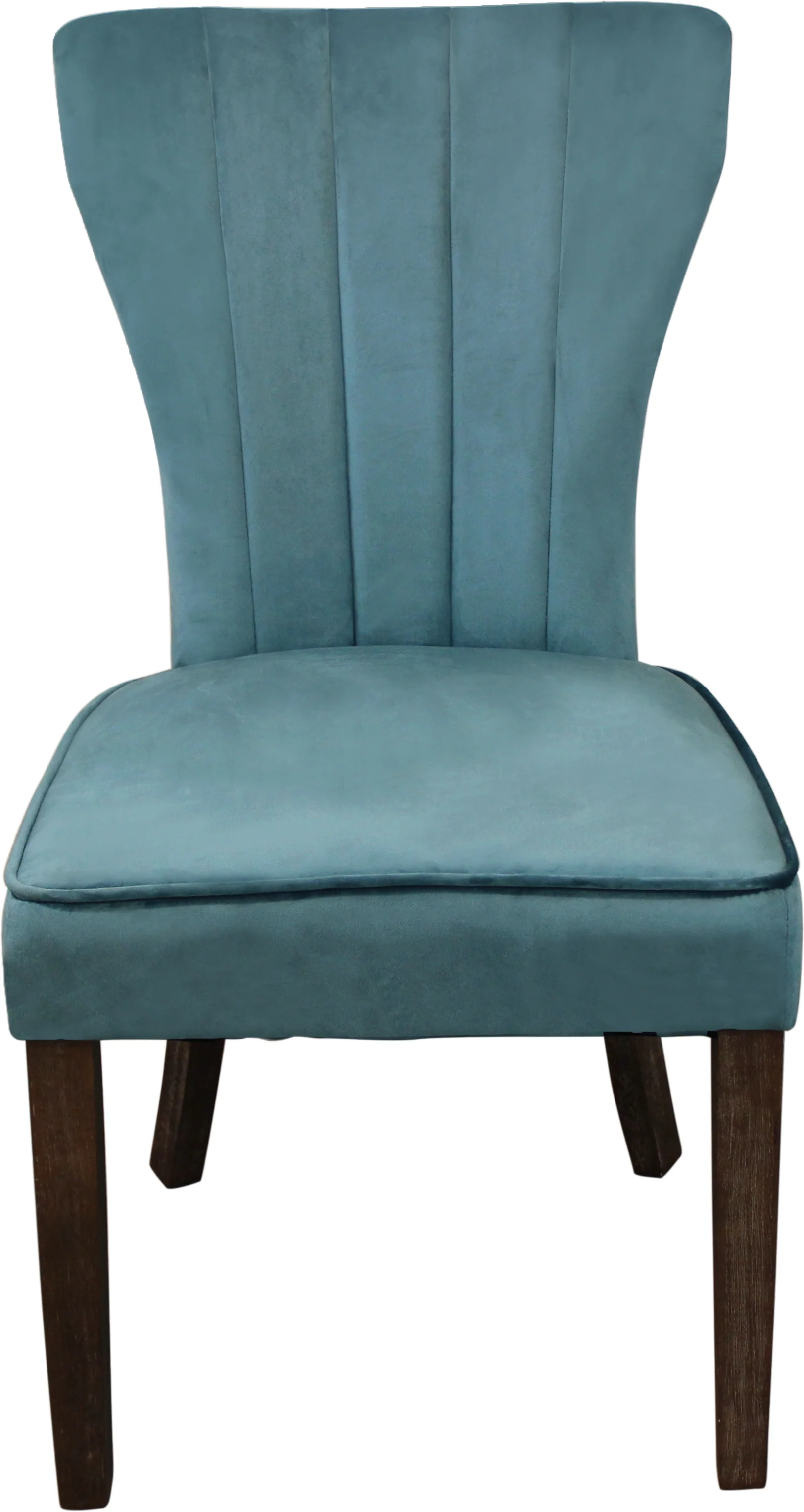 Set of Two Teal Blue And Brown Upholstered Velvet Dining Parsons Chairs By Homeroots - Image 3