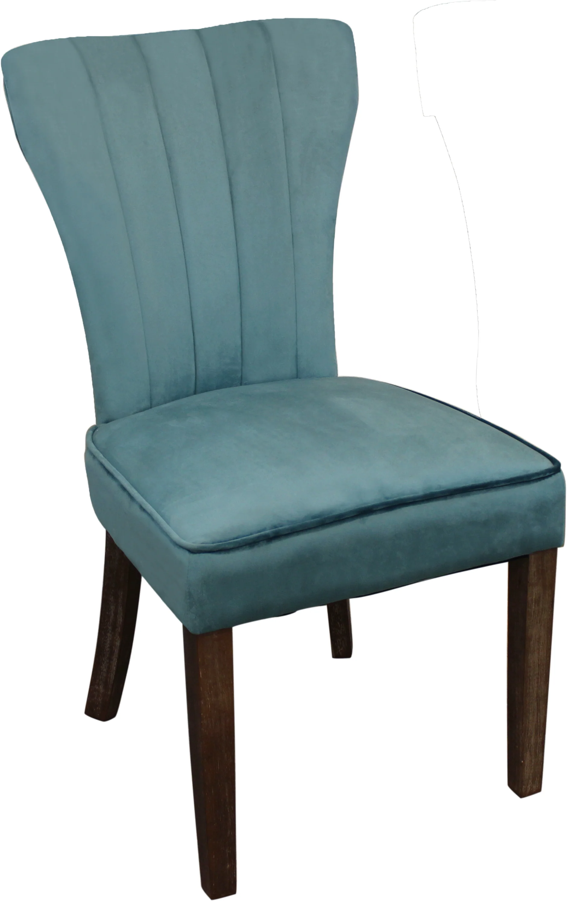Set of Two Teal Blue And Brown Upholstered Velvet Dining Parsons Chairs By Homeroots - Image 4