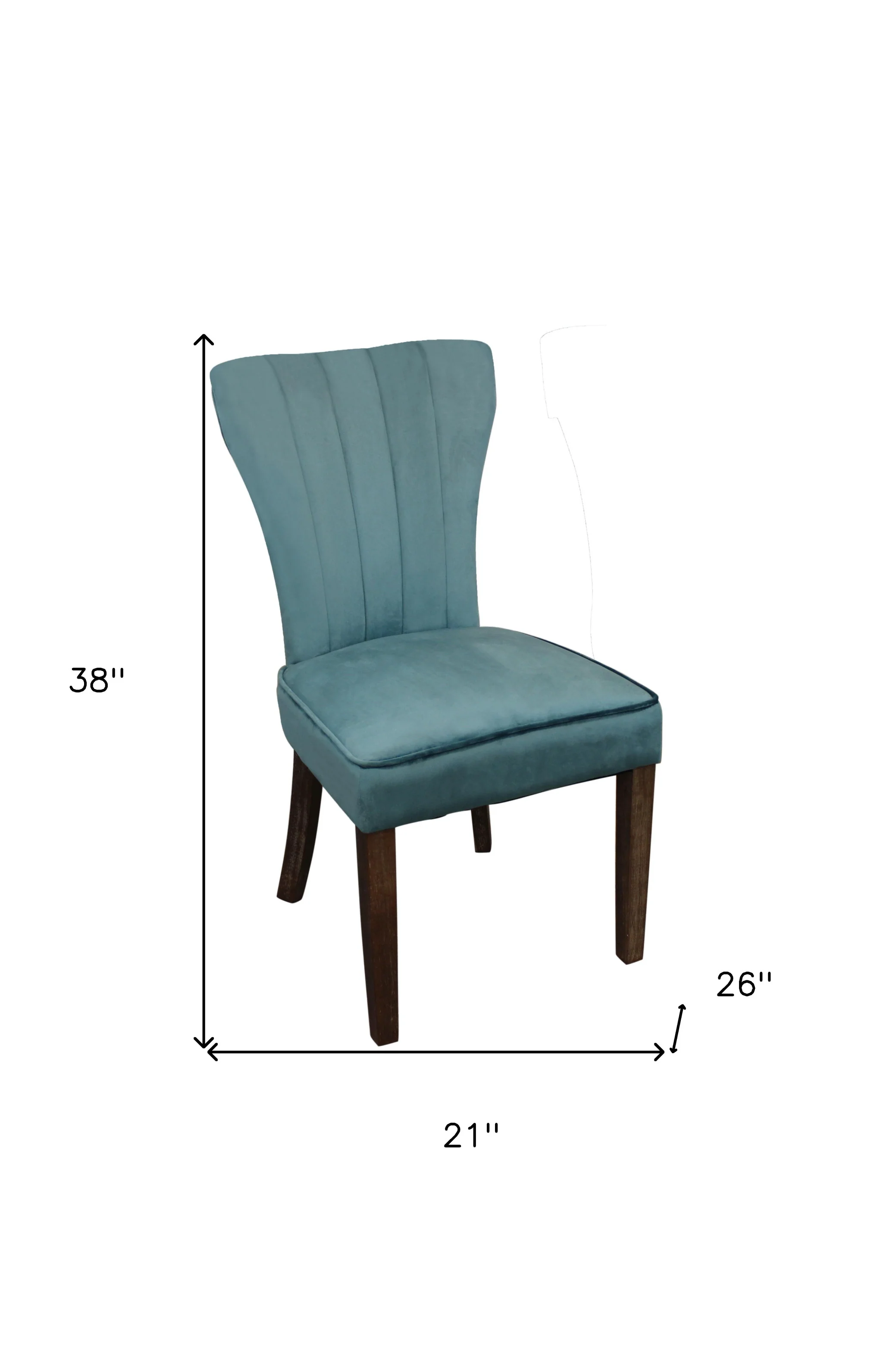 Set of Two Teal Blue And Brown Upholstered Velvet Dining Parsons Chairs By Homeroots - Image 7