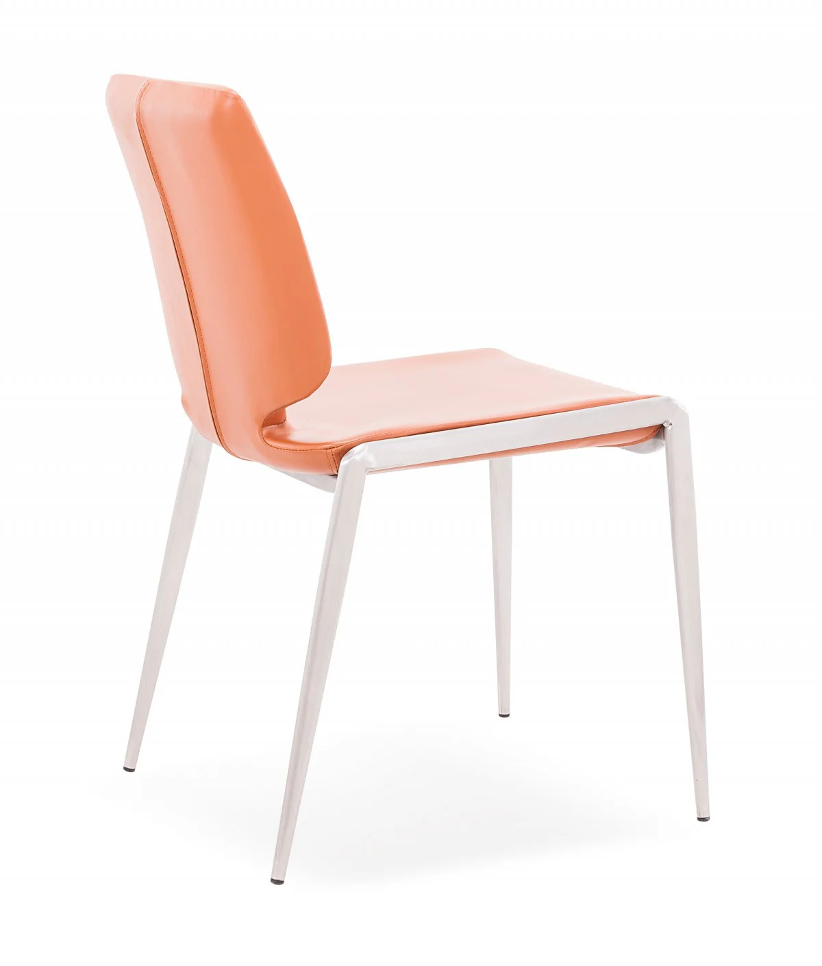 Set of Two Terra Cotta And Silver Upholstered Faux Leather Dining Side Chairs By Homeroots - Image 3