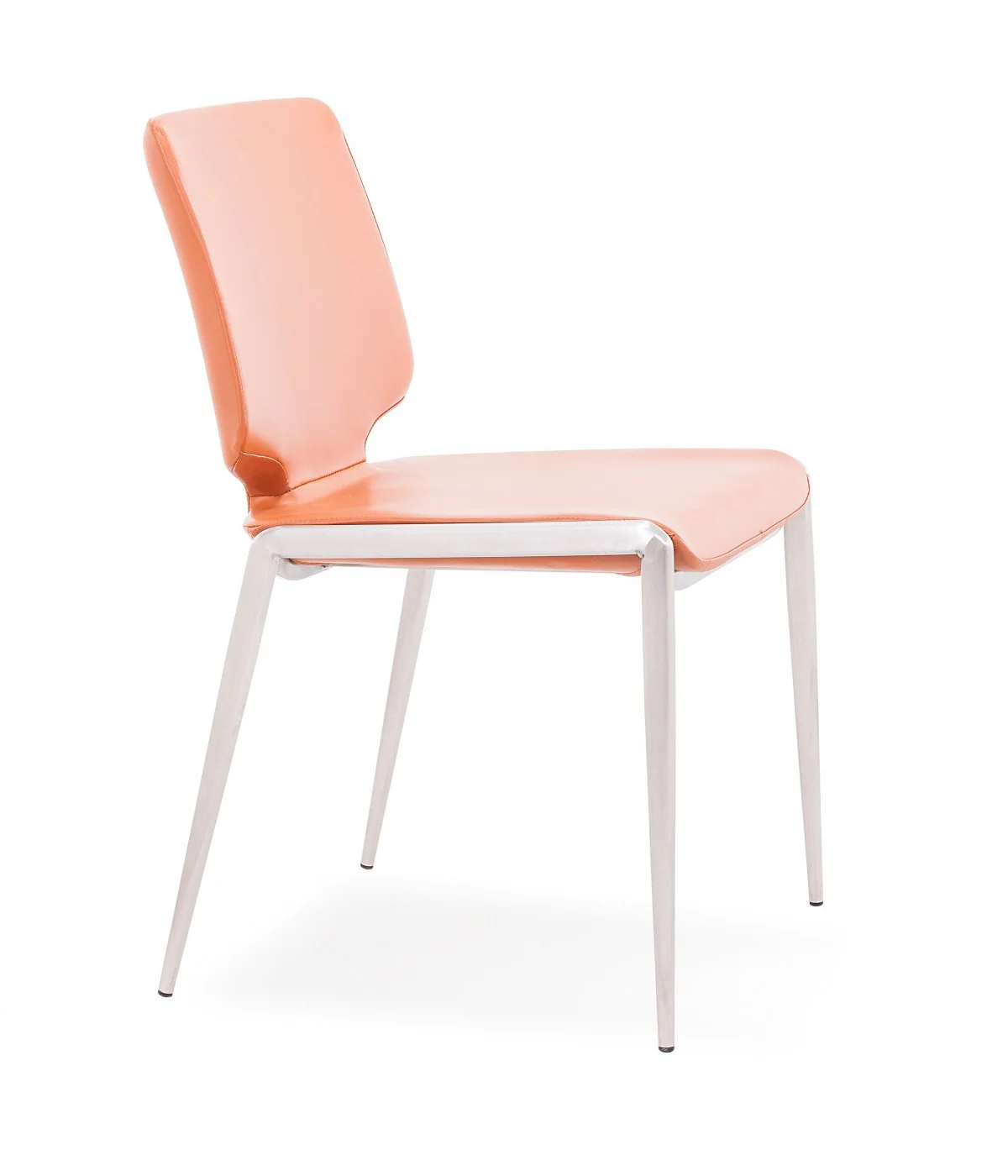 Set of Two Terra Cotta And Silver Upholstered Faux Leather Dining Side Chairs By Homeroots - Image 4