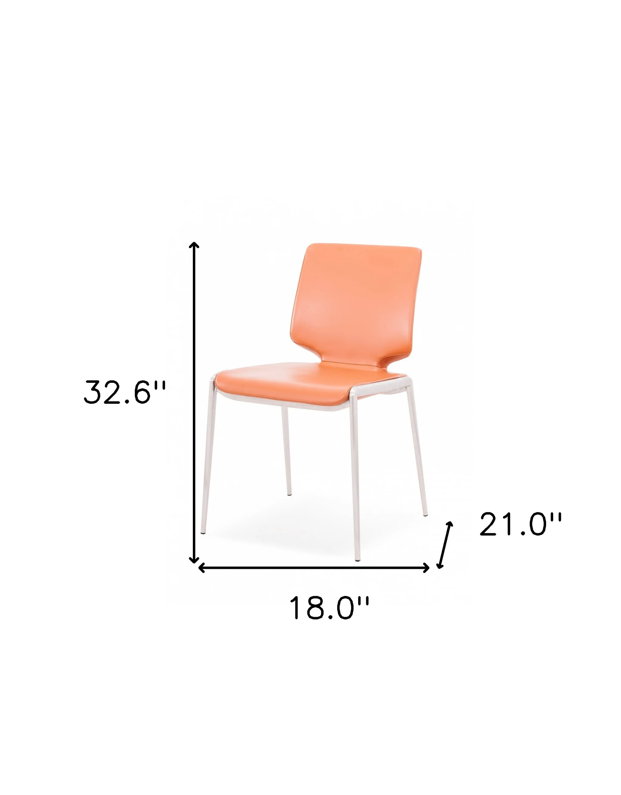 Set of Two Terra Cotta And Silver Upholstered Faux Leather Dining Side Chairs By Homeroots - Image 5
