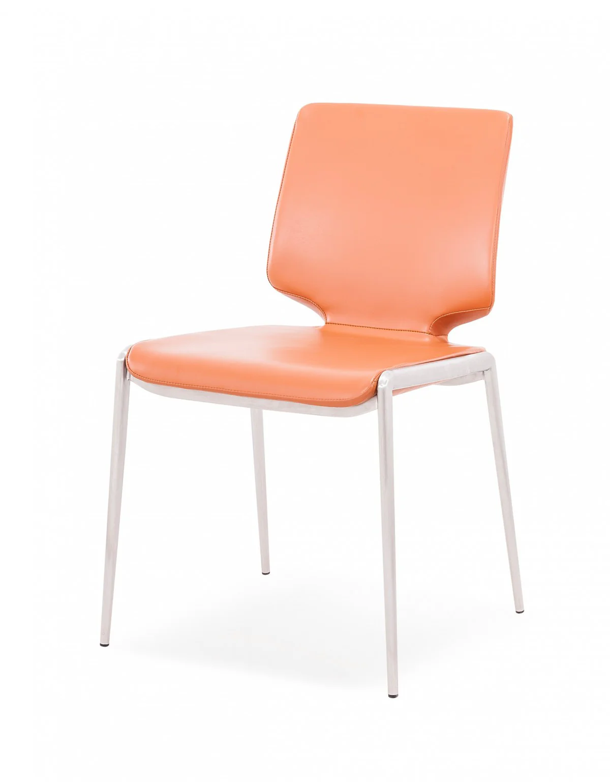 Set of Two Terra Cotta And Silver Upholstered Faux Leather Dining Side Chairs By Homeroots - Image 6