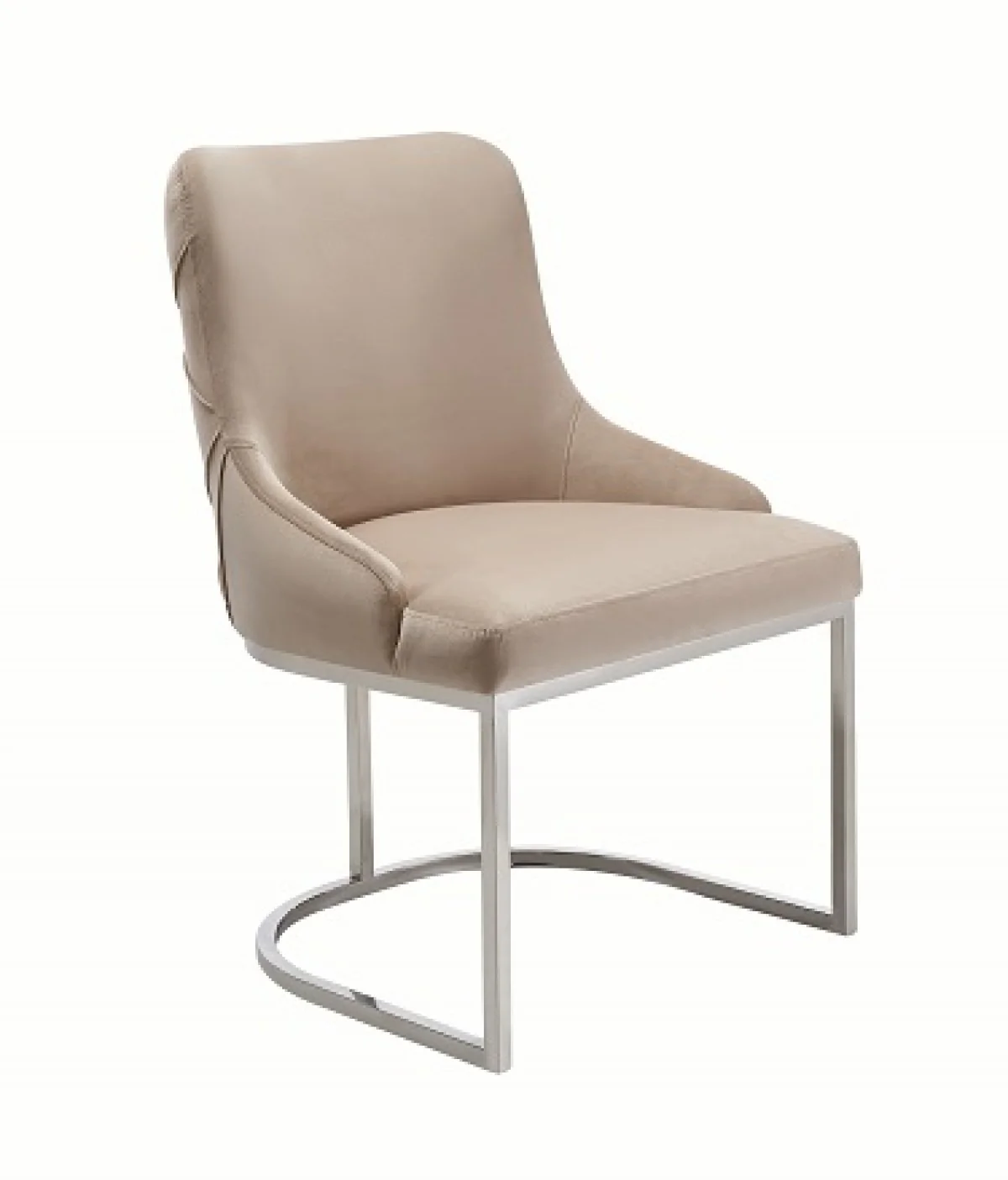 Set of Two Tufted Beige And Silver Upholstered Velvet Wing Back Dining Side Chairs By Homeroots - Image 3