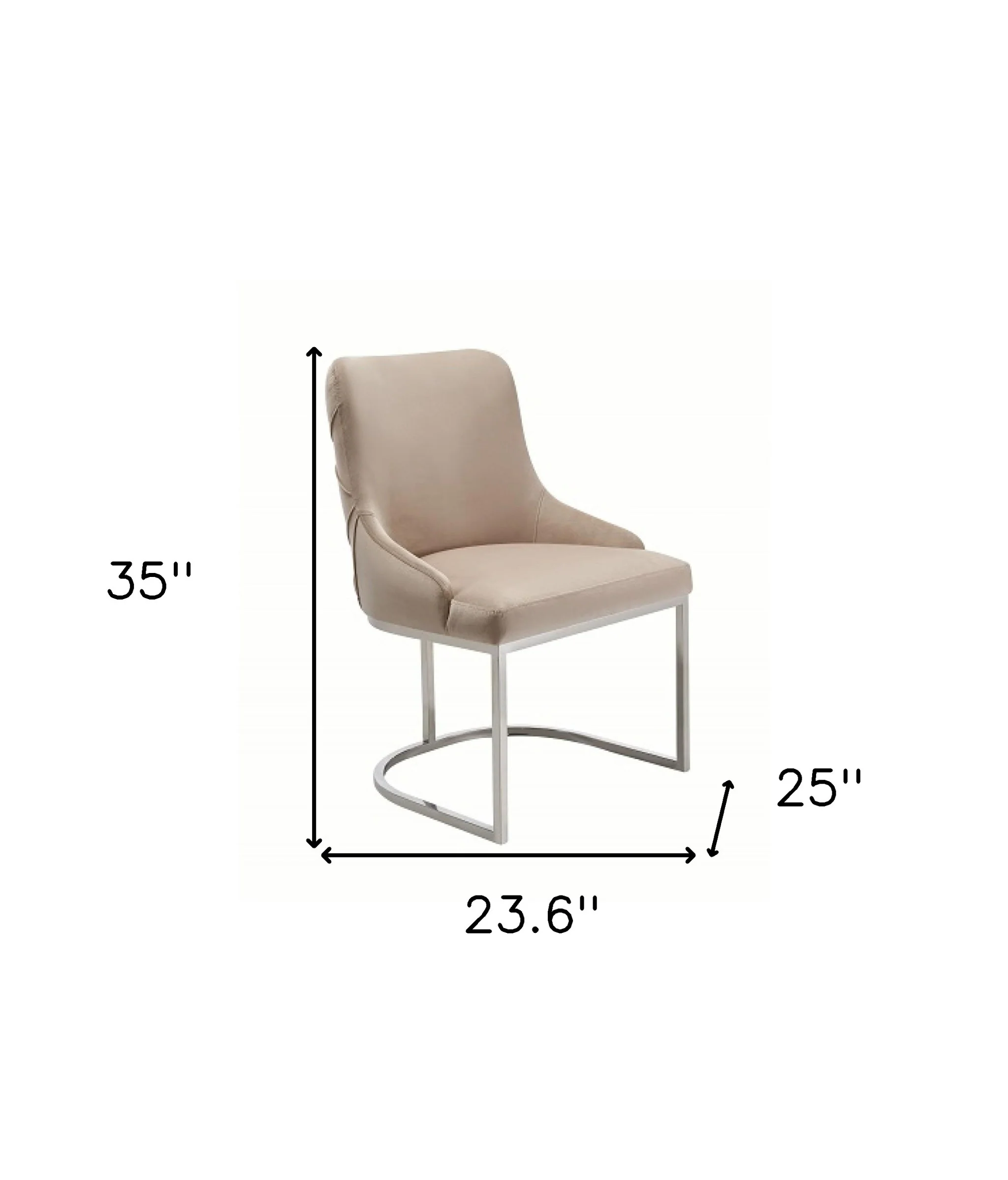 Set of Two Tufted Beige And Silver Upholstered Velvet Wing Back Dining Side Chairs By Homeroots - Image 7