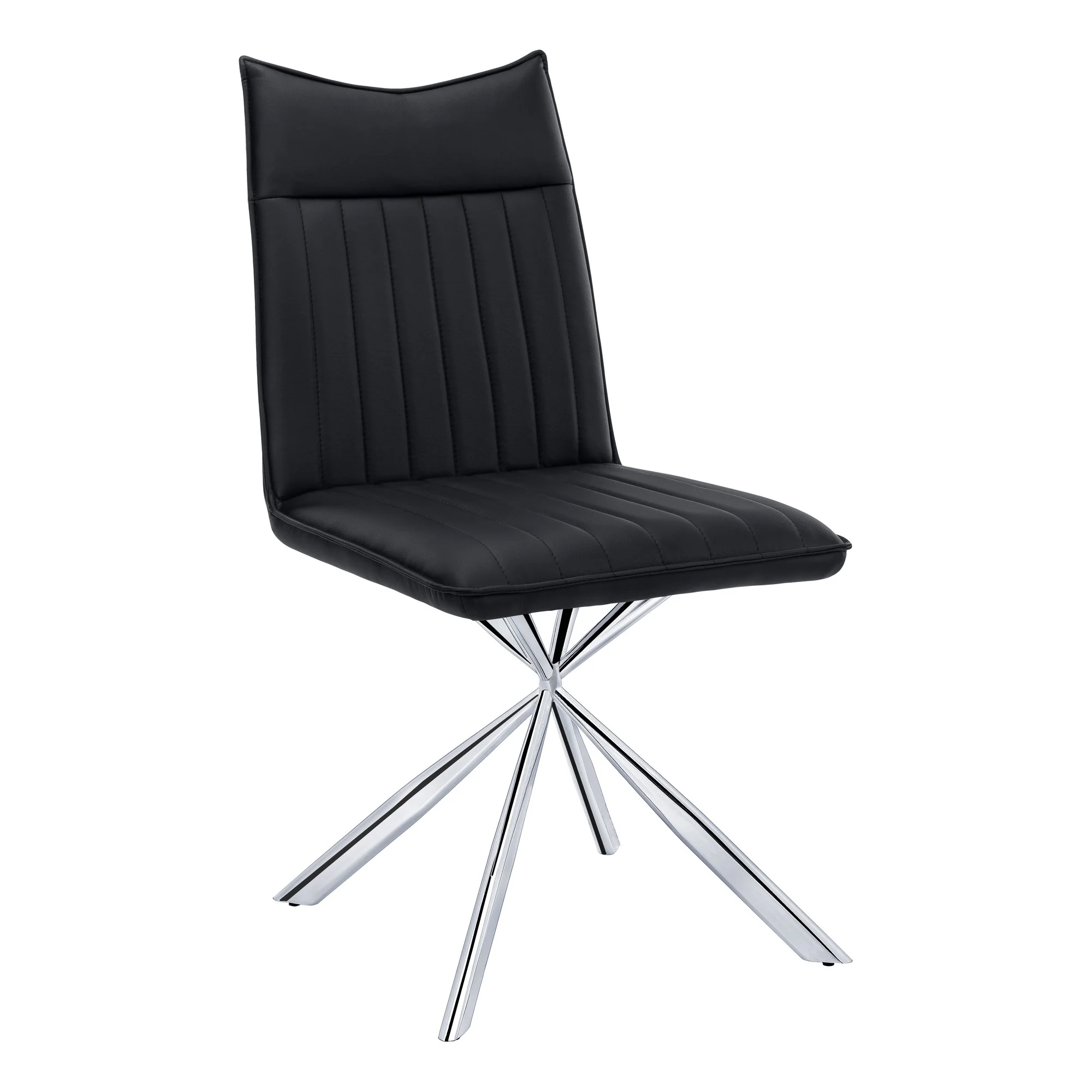 Set of Two Tufted Black And Silver Upholstered Faux Leather Dining Parsons Chairs By Homeroots - Image 3