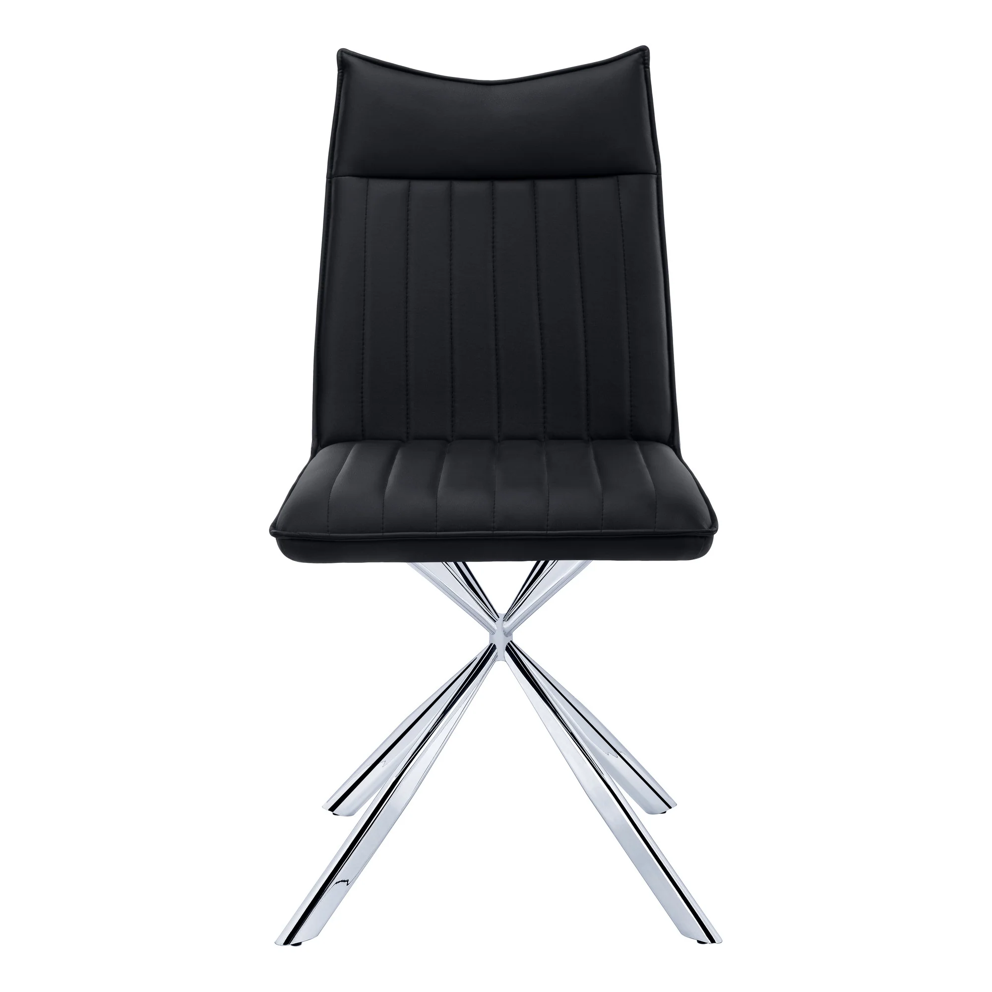 Set of Two Tufted Black And Silver Upholstered Faux Leather Dining Parsons Chairs By Homeroots - Image 4