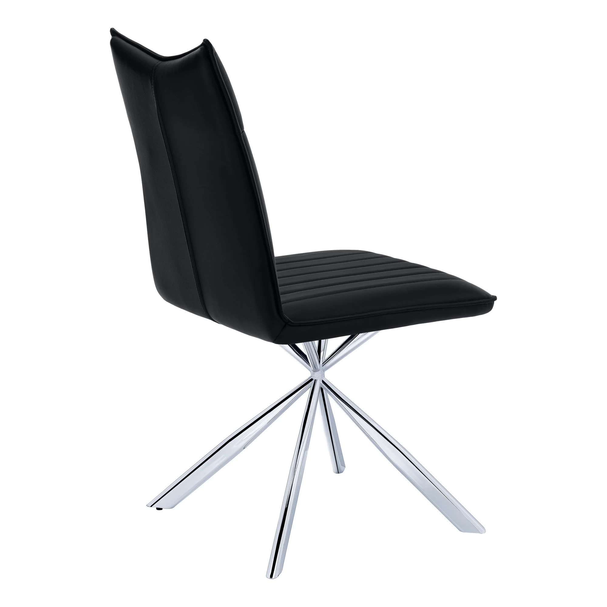 Set of Two Tufted Black And Silver Upholstered Faux Leather Dining Parsons Chairs By Homeroots - Image 5