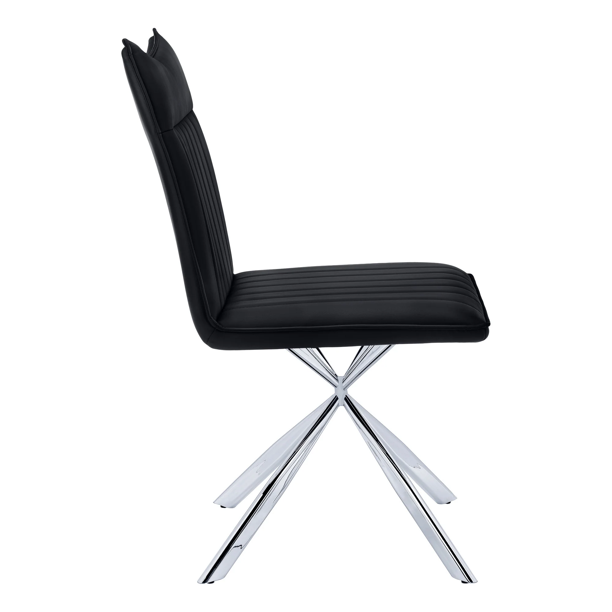 Set of Two Tufted Black And Silver Upholstered Faux Leather Dining Parsons Chairs By Homeroots - Image 6