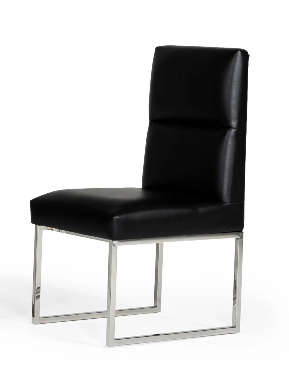 Set of Two Tufted Black And Silver Upholstered Faux Leather Dining Side Chairs By Homeroots - Image 3