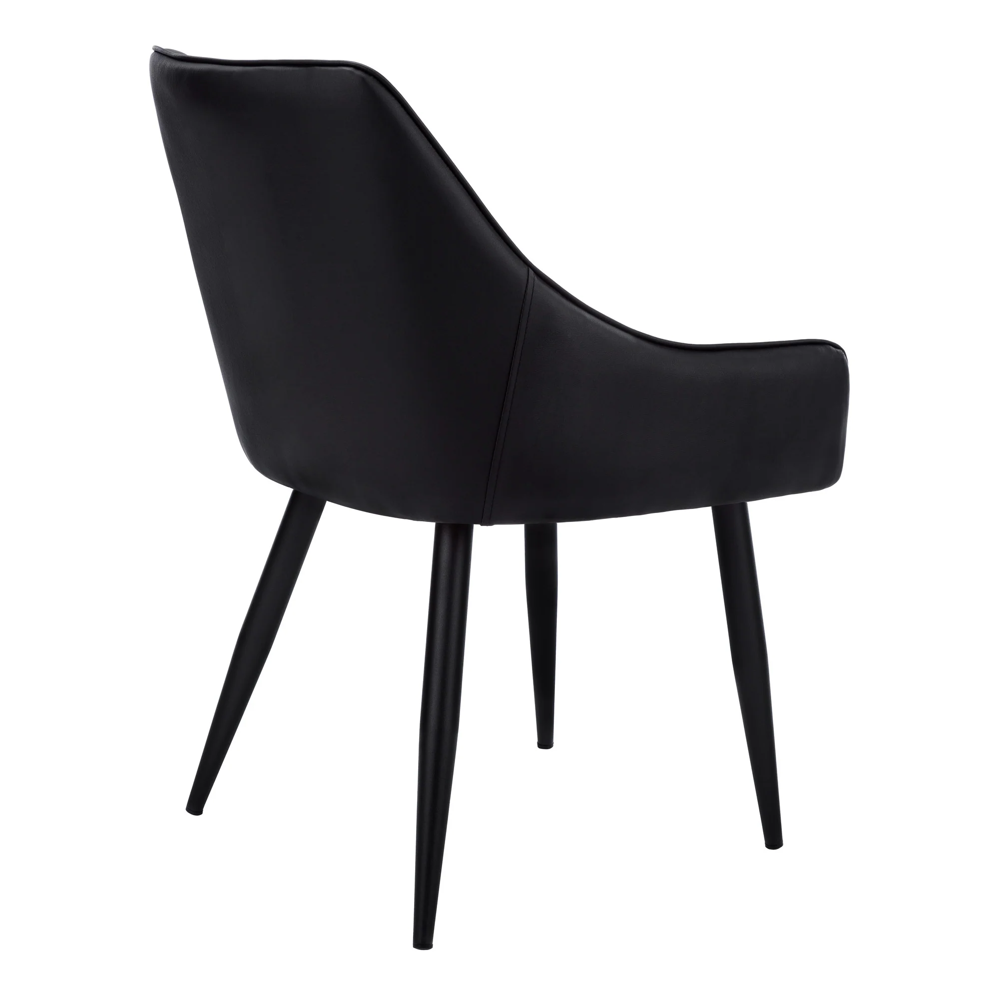 Set of Two Tufted Black Upholstered Faux Leather Dining Arm Chairs By Homeroots - Image 4