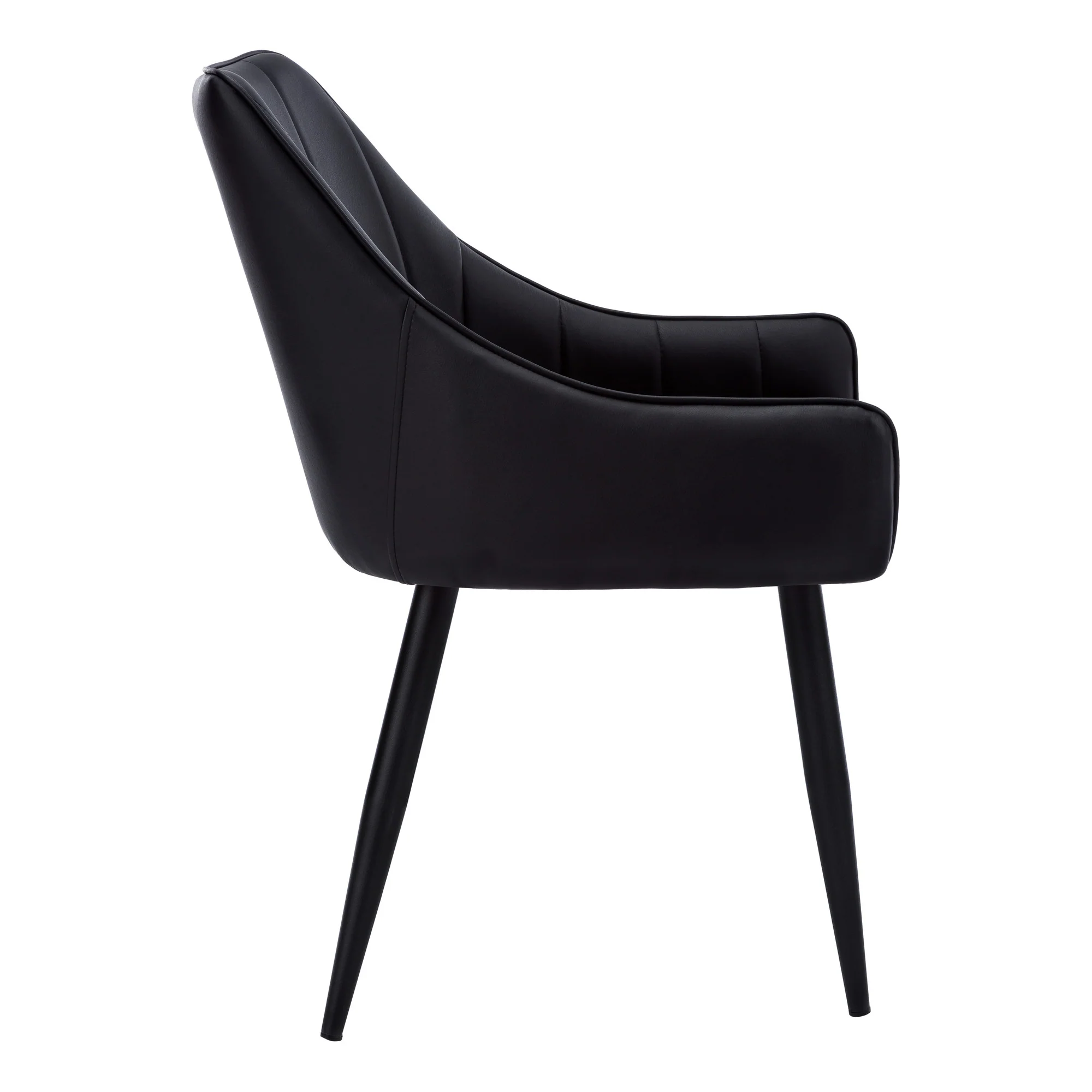 Set of Two Tufted Black Upholstered Faux Leather Dining Arm Chairs By Homeroots - Image 5