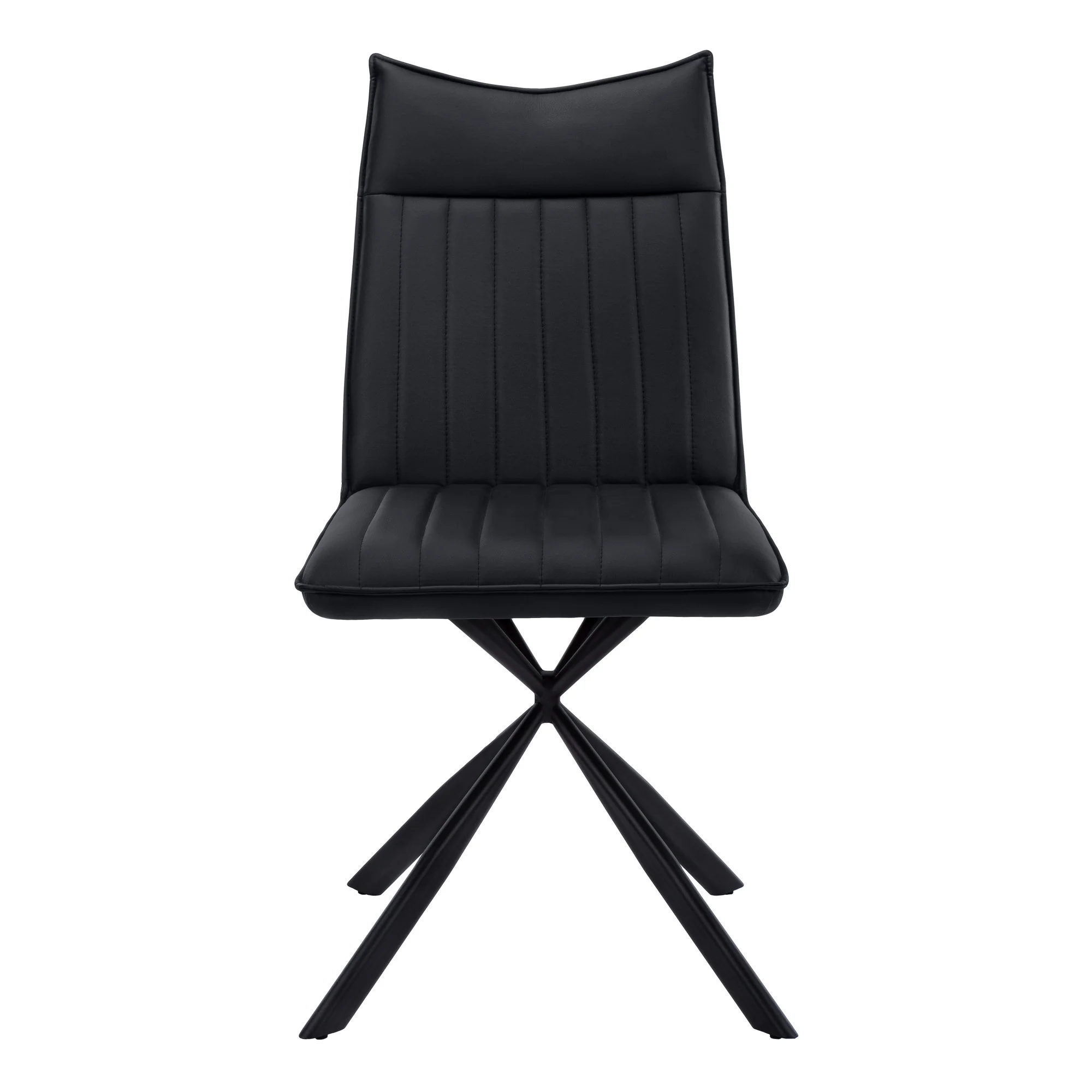 Set of Two Tufted Black Upholstered Faux Leather Dining Parsons Chairs By Homeroots - Image 4