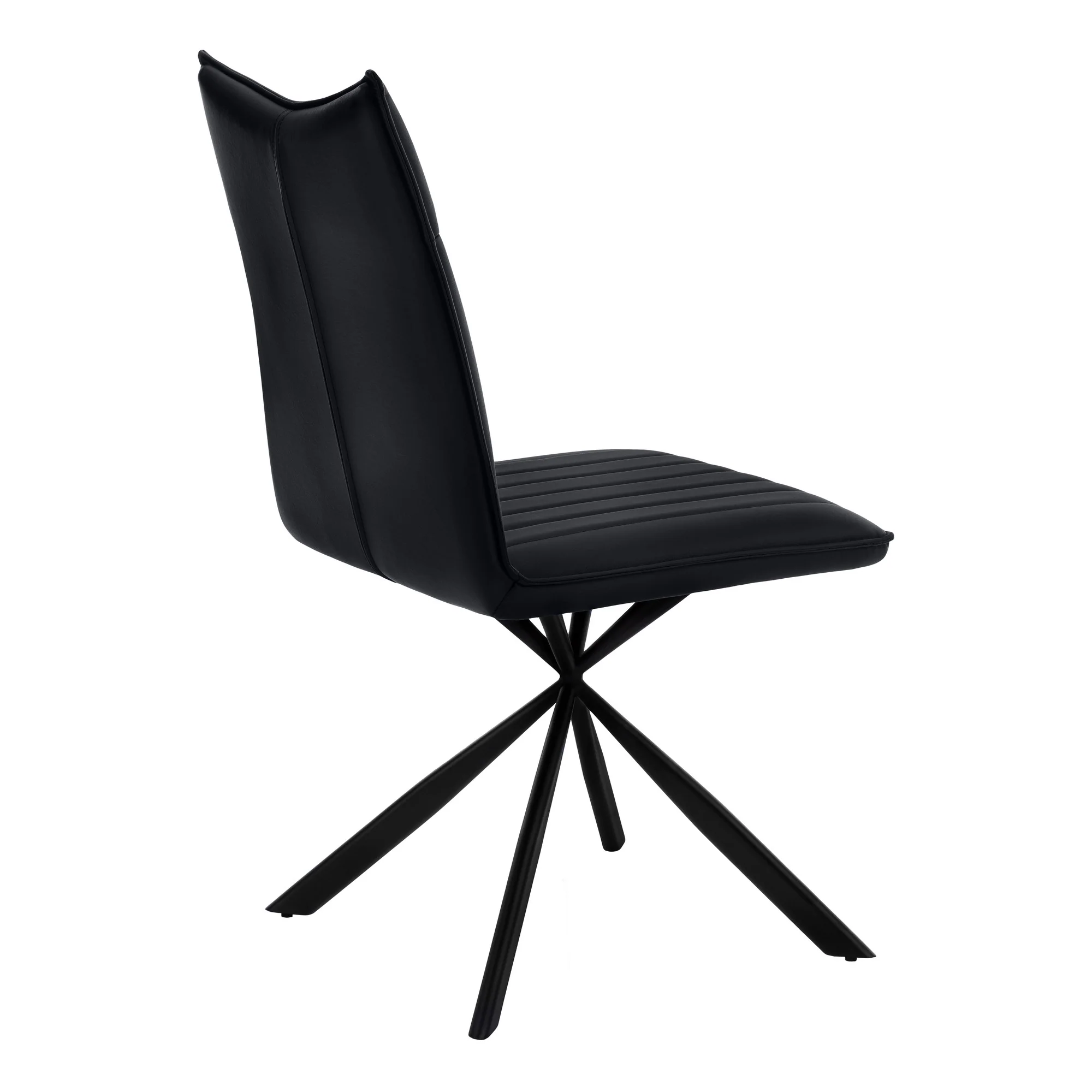 Set of Two Tufted Black Upholstered Faux Leather Dining Parsons Chairs By Homeroots - Image 5