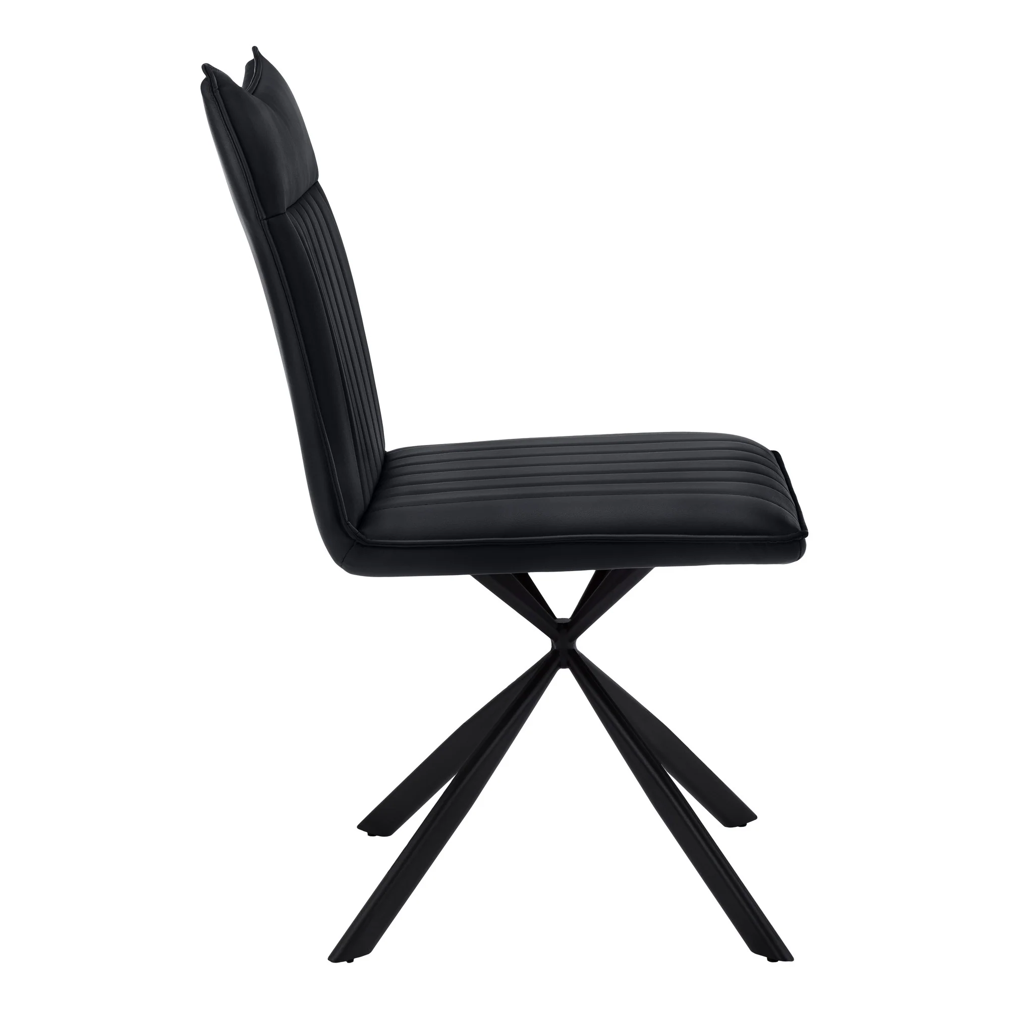 Set of Two Tufted Black Upholstered Faux Leather Dining Parsons Chairs By Homeroots - Image 6