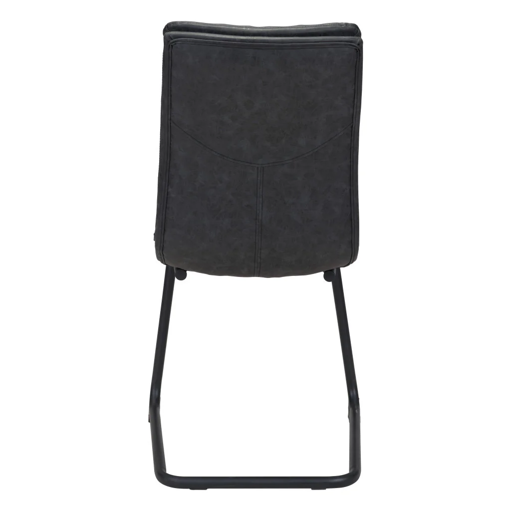 Set of Two Tufted Black Upholstered Faux Leather Dining Side Chairs By Homeroots - Image 3