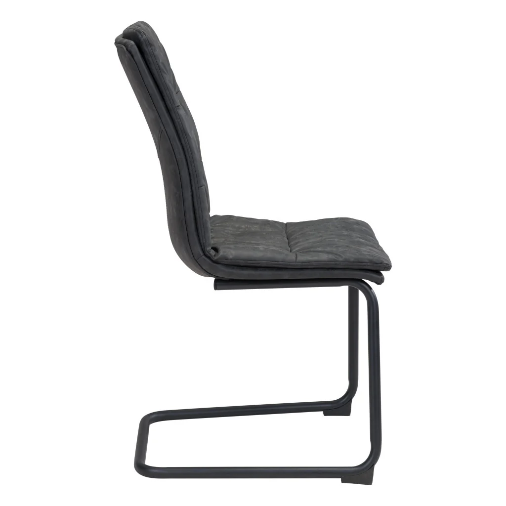 Set of Two Tufted Black Upholstered Faux Leather Dining Side Chairs By Homeroots - Image 6