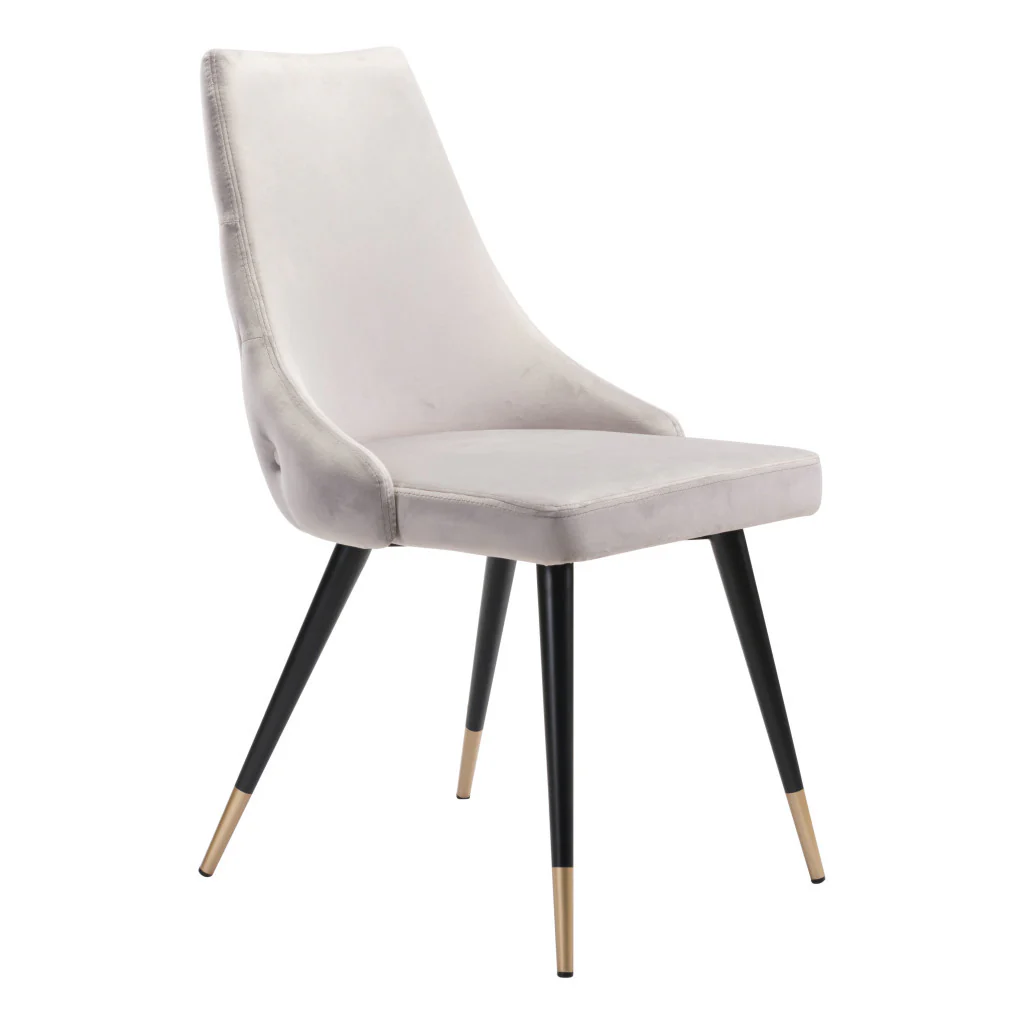 Set of Two Tufted Gray And Black Upholstered Velvet Windsor Back Dining Side Chairs By Homeroots - Image 2