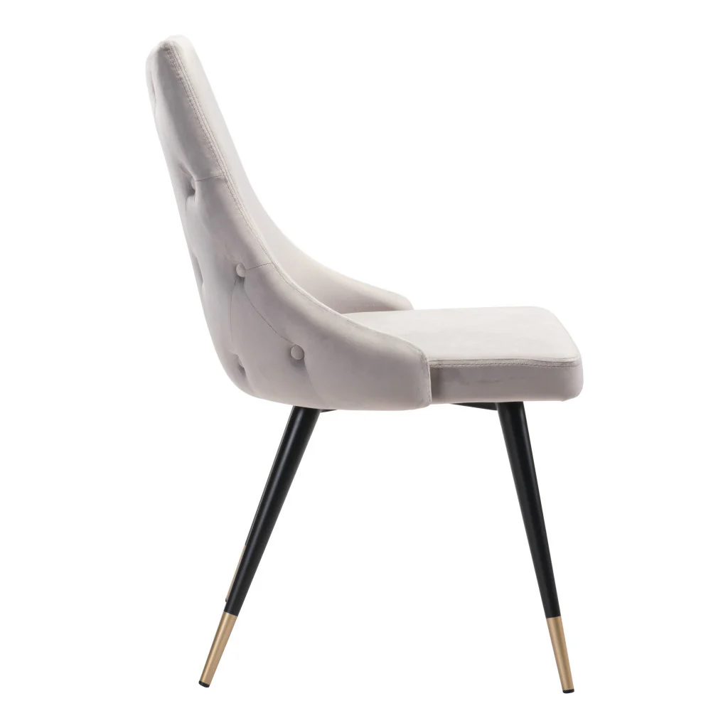 Set of Two Tufted Gray And Black Upholstered Velvet Windsor Back Dining Side Chairs By Homeroots - Image 3