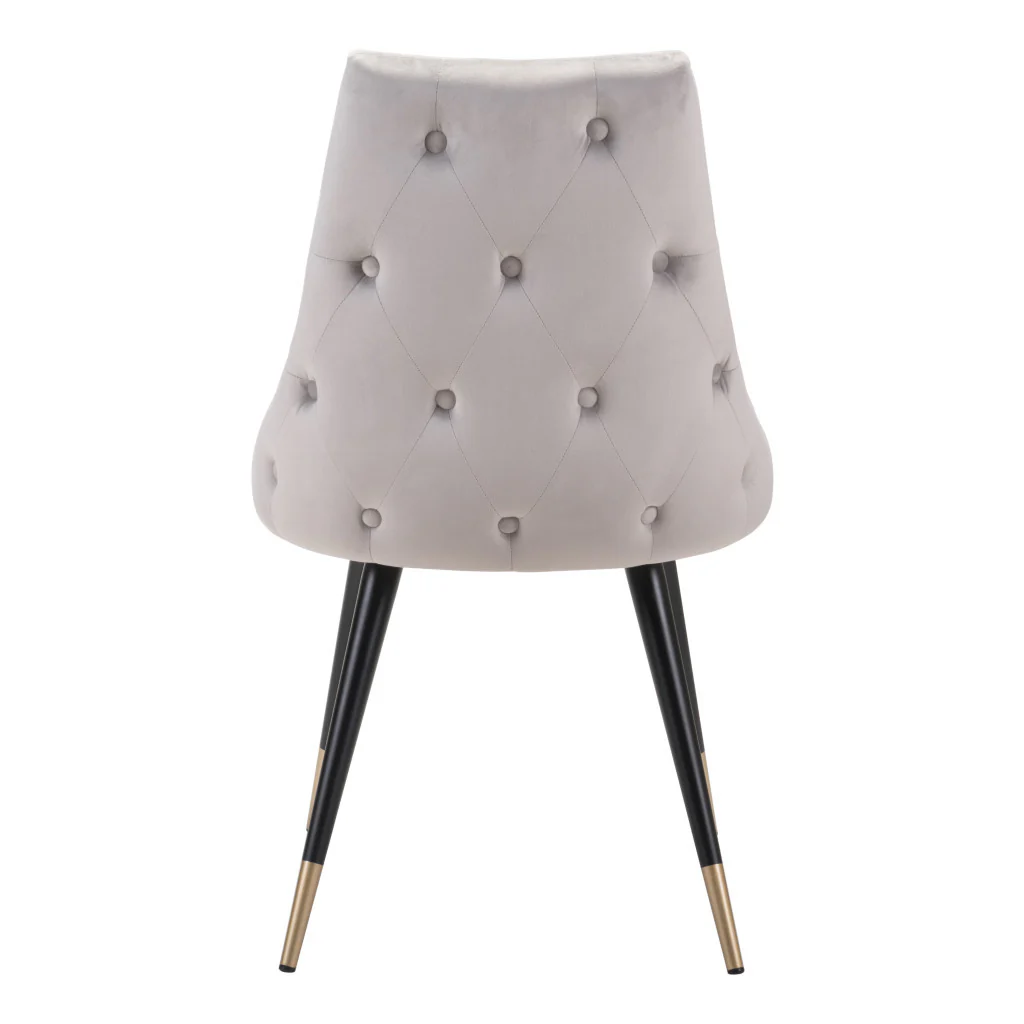 Set of Two Tufted Gray And Black Upholstered Velvet Windsor Back Dining Side Chairs By Homeroots - Image 5