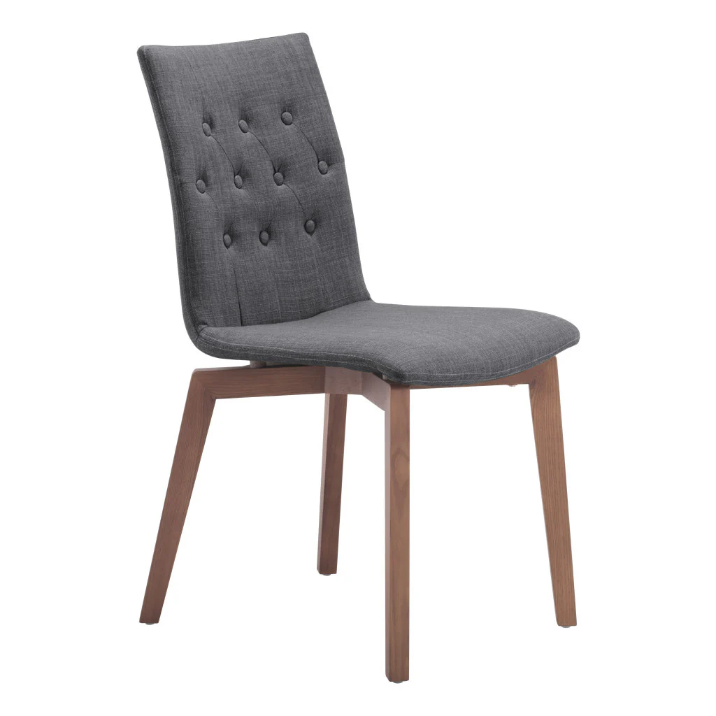 Set of Two Tufted Gray And Brown Upholstered Fabric Dining Side Chairs By Homeroots - Image 2