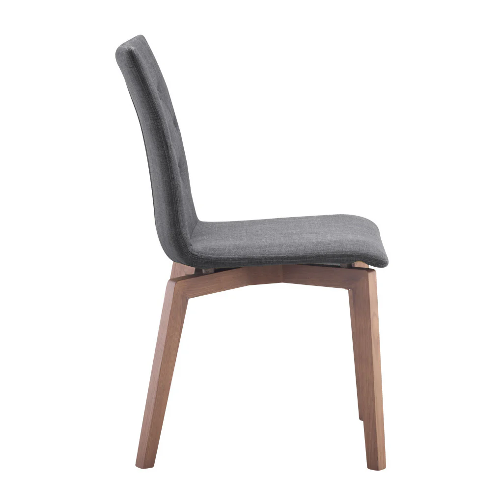 Set of Two Tufted Gray And Brown Upholstered Fabric Dining Side Chairs By Homeroots - Image 3
