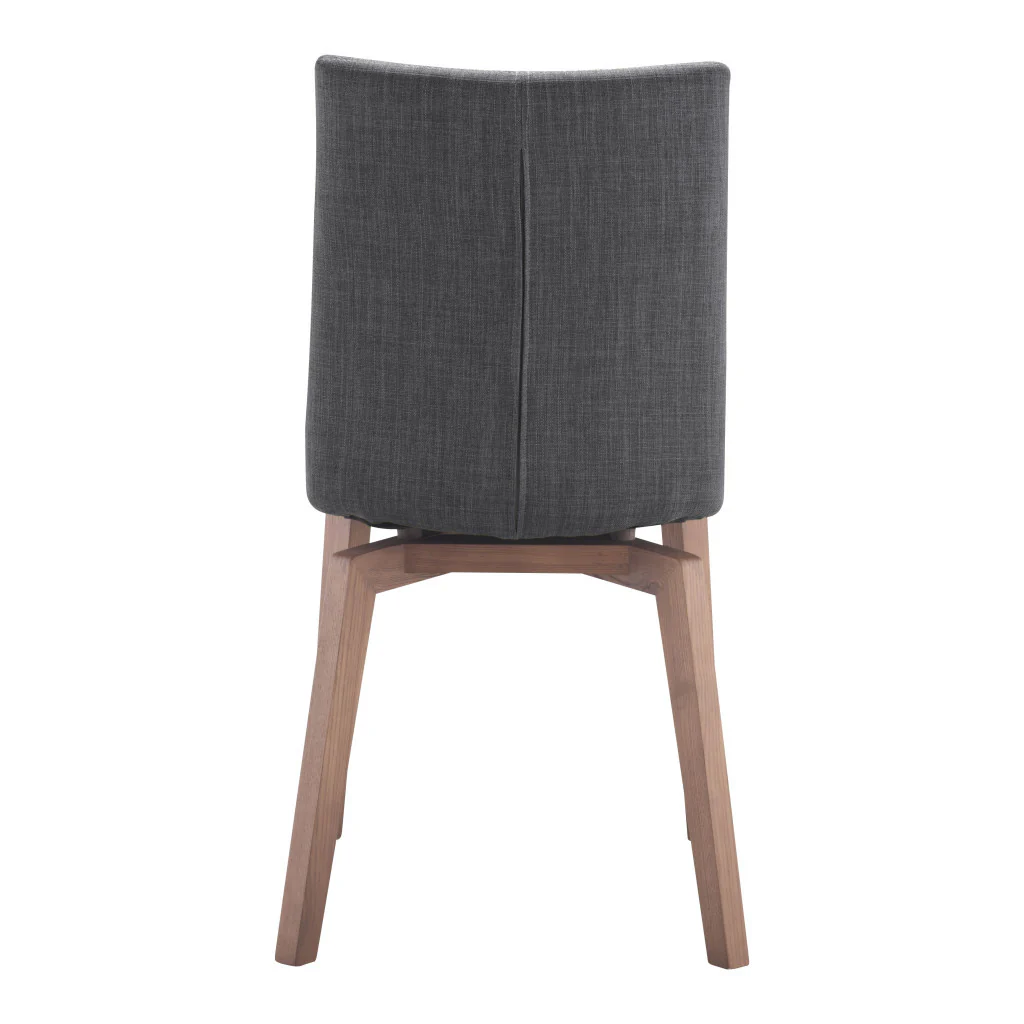 Set of Two Tufted Gray And Brown Upholstered Fabric Dining Side Chairs By Homeroots - Image 5