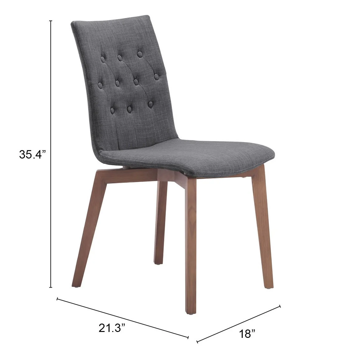 Set of Two Tufted Gray And Brown Upholstered Fabric Dining Side Chairs By Homeroots - Image 6