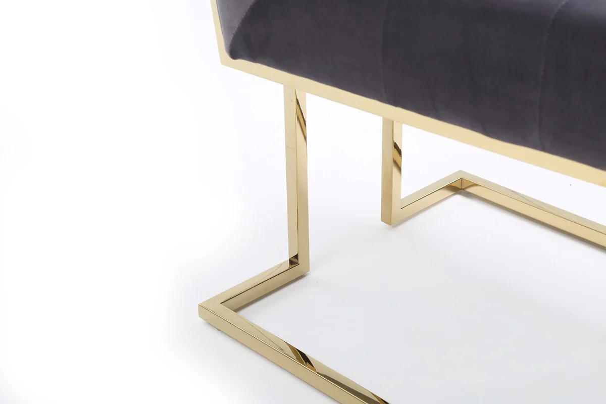 Set of Two Tufted Gray And Gold Upholstered Fabric Dining Side Chairs By Homeroots - Image 2